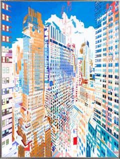 « Topographie » - Paysage urbain géométrique imaginé en multicolore
