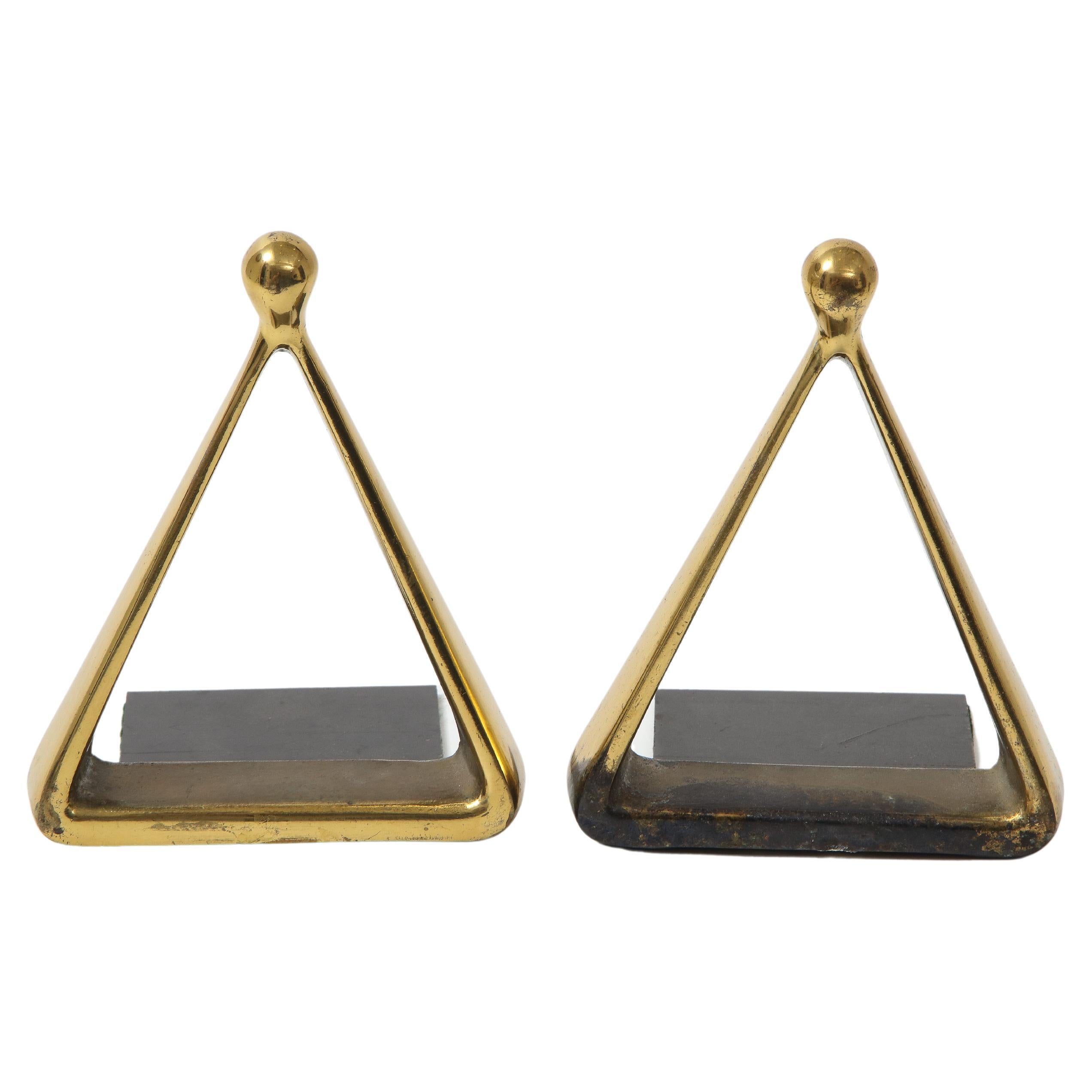 Ben Seibel Aged Brass Triangle Bookends