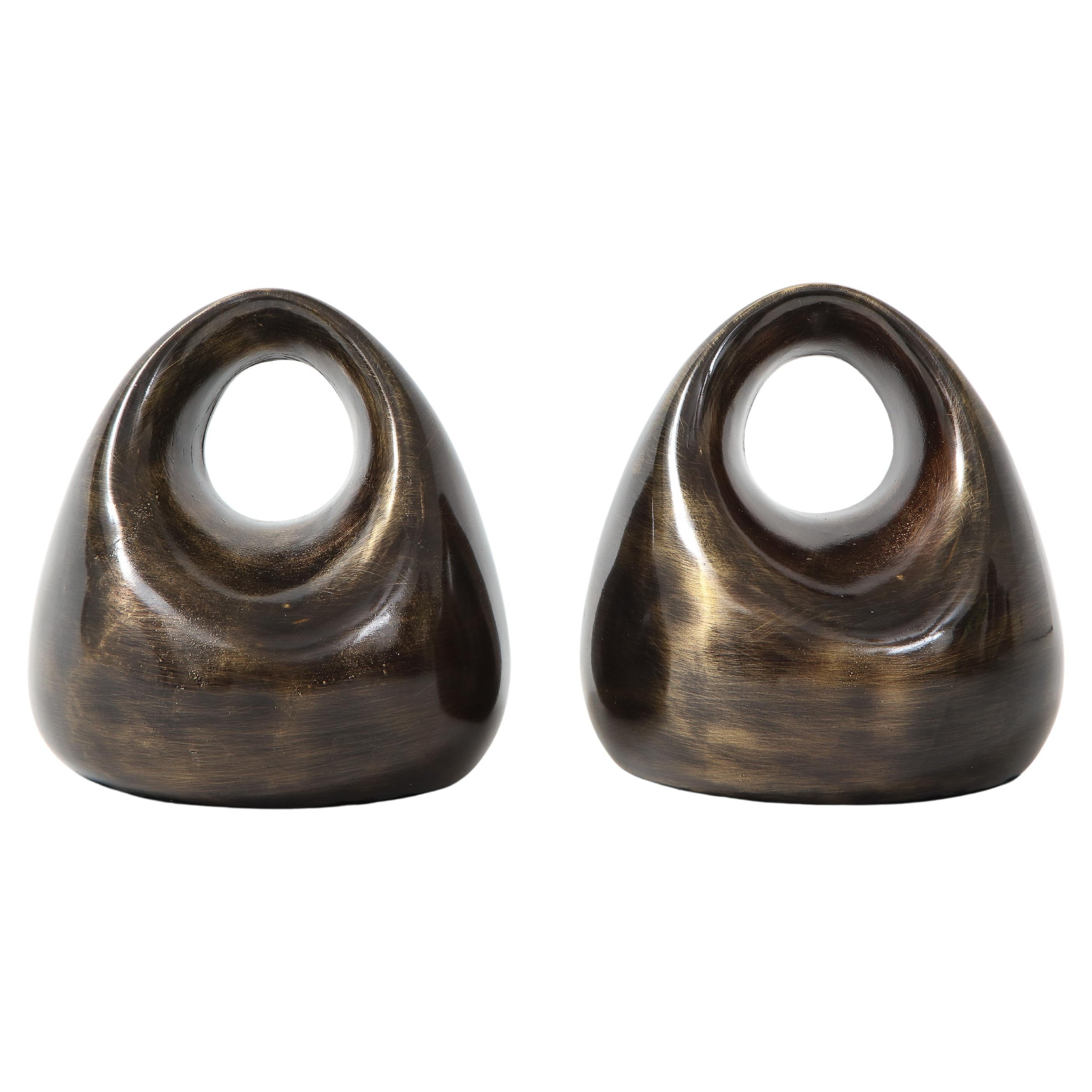 Ben Seibel Aged Bronze Srirrup Bookends For Sale