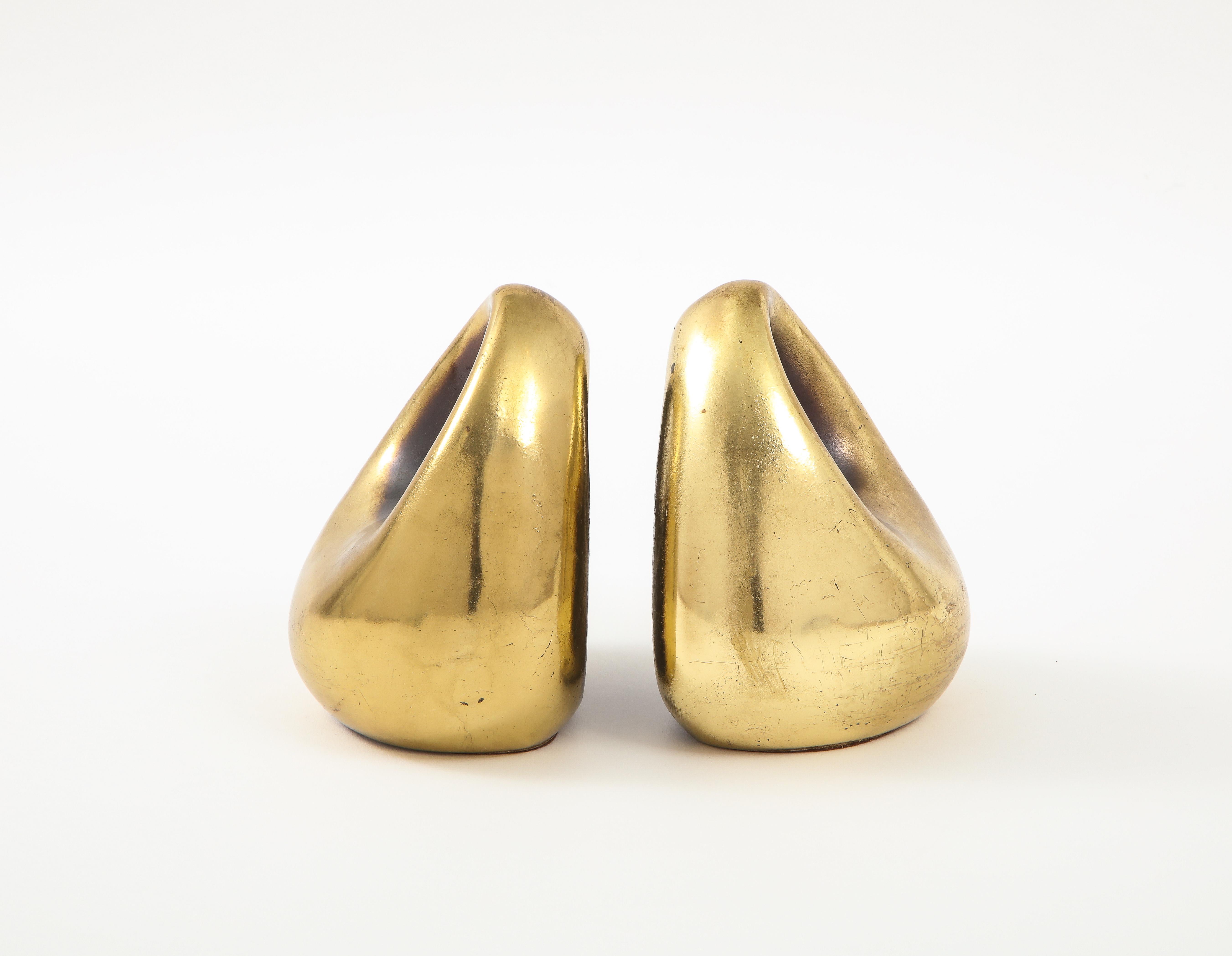 Mid-Century Modern Ben Seibel Bookends, Brass Orb