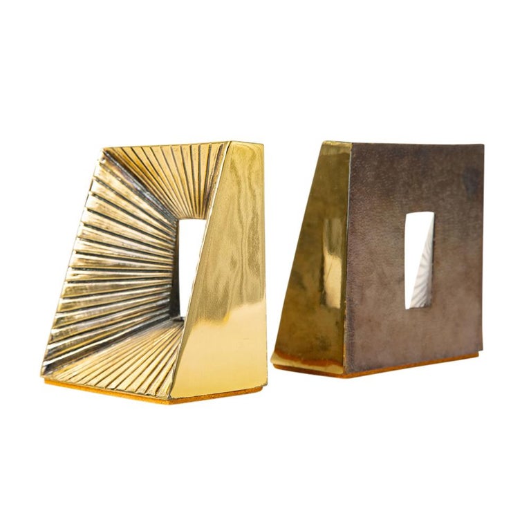 Ben Seibel Bookends for Parke Techniques, Brass, Sunburst at 1stDibs