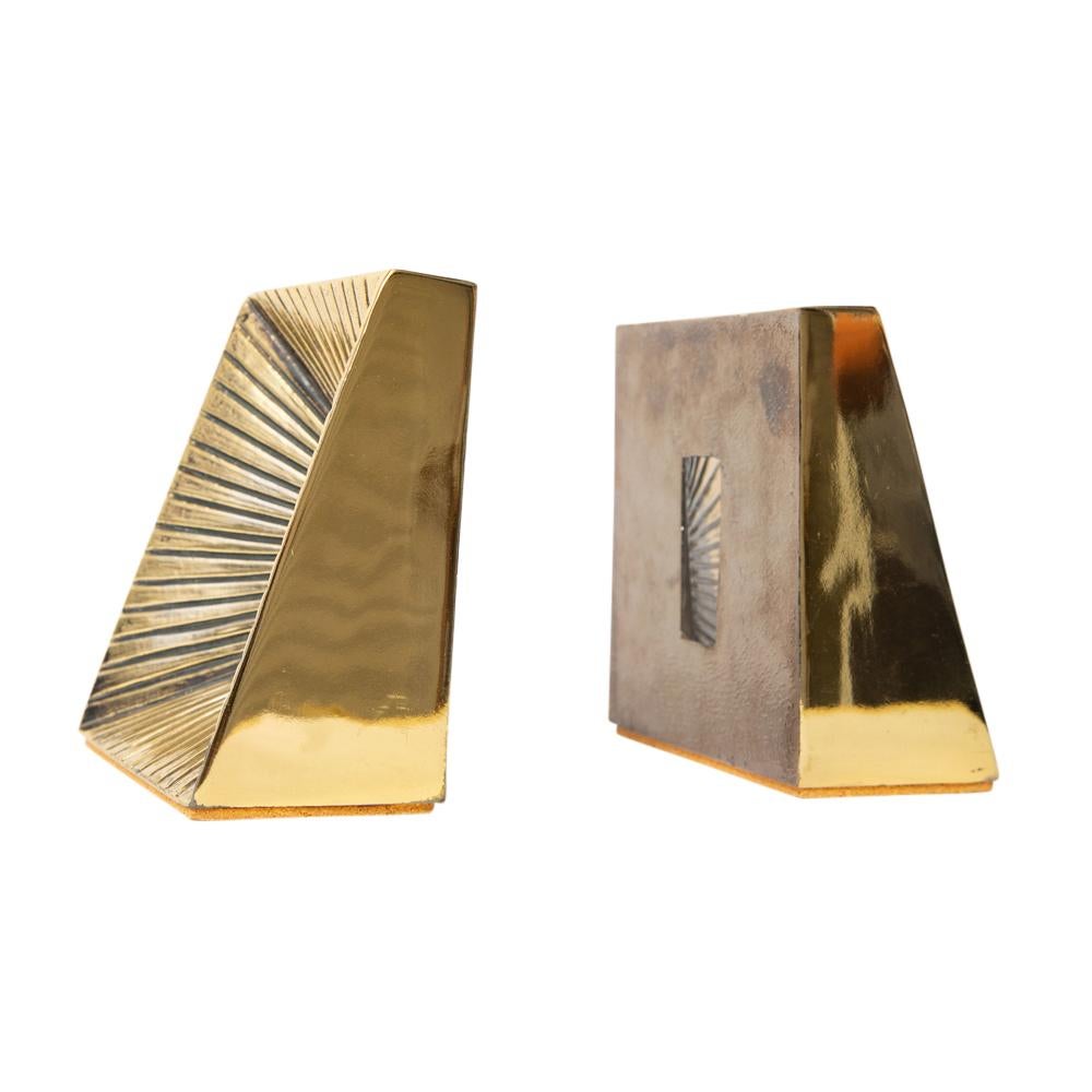 Ben Seibel Bookends for Parke Techniques, Brass, Sunburst In Good Condition In New York, NY