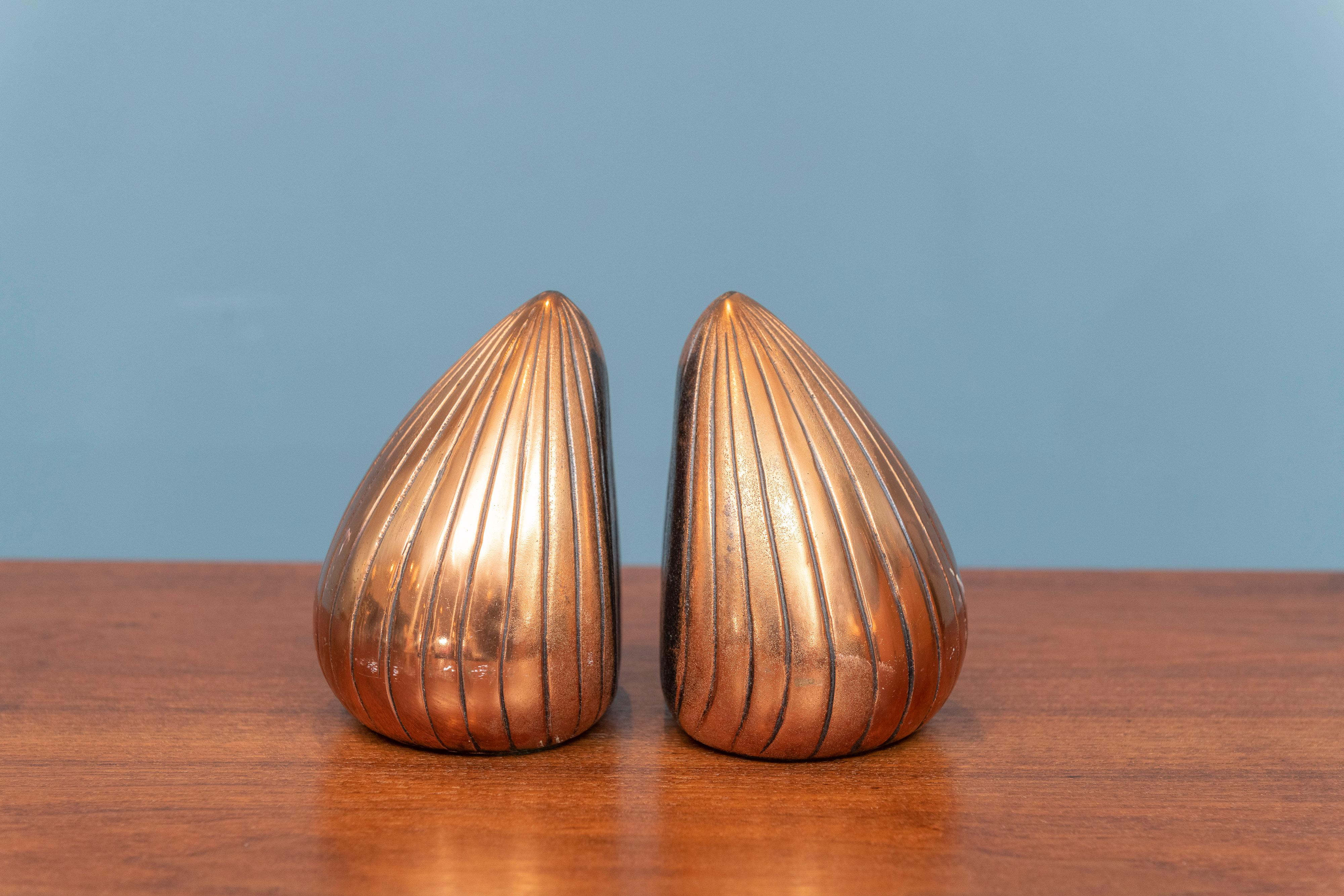 Ben Seibel design copper plated bookends for Jenfred-Ware, U.S.A.