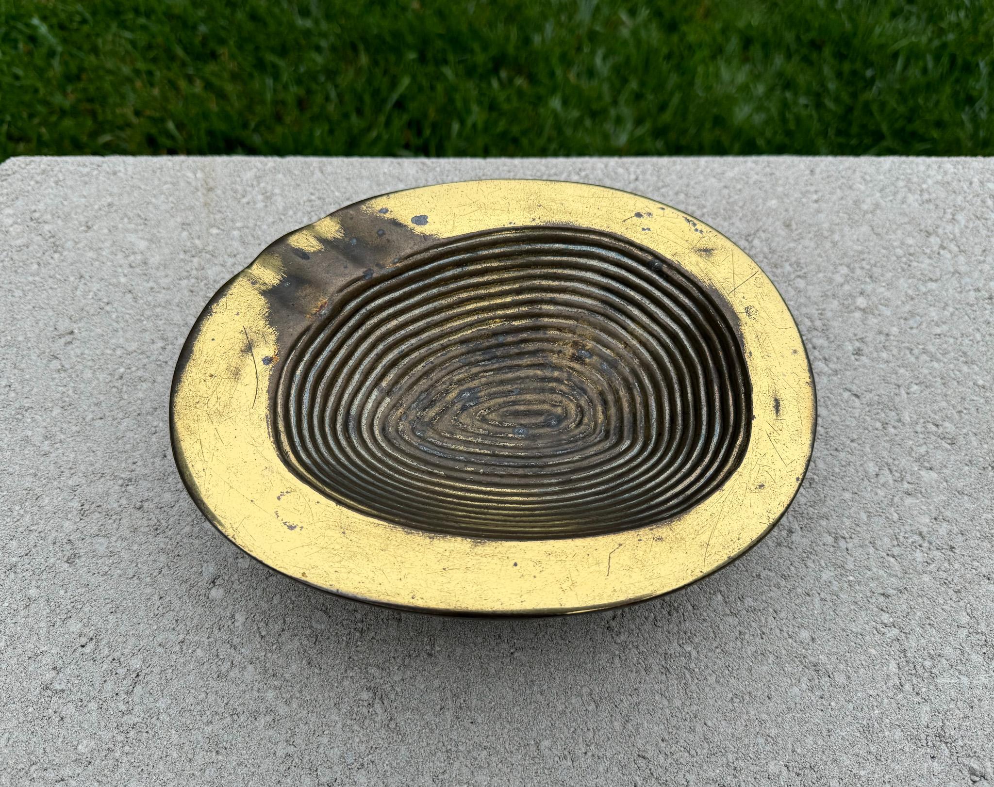 Mid-Century Modern Ben Seibel Brass Ashtray / Ribbed Bowl for Jenfred-Ware Raymor, USA, c.1950