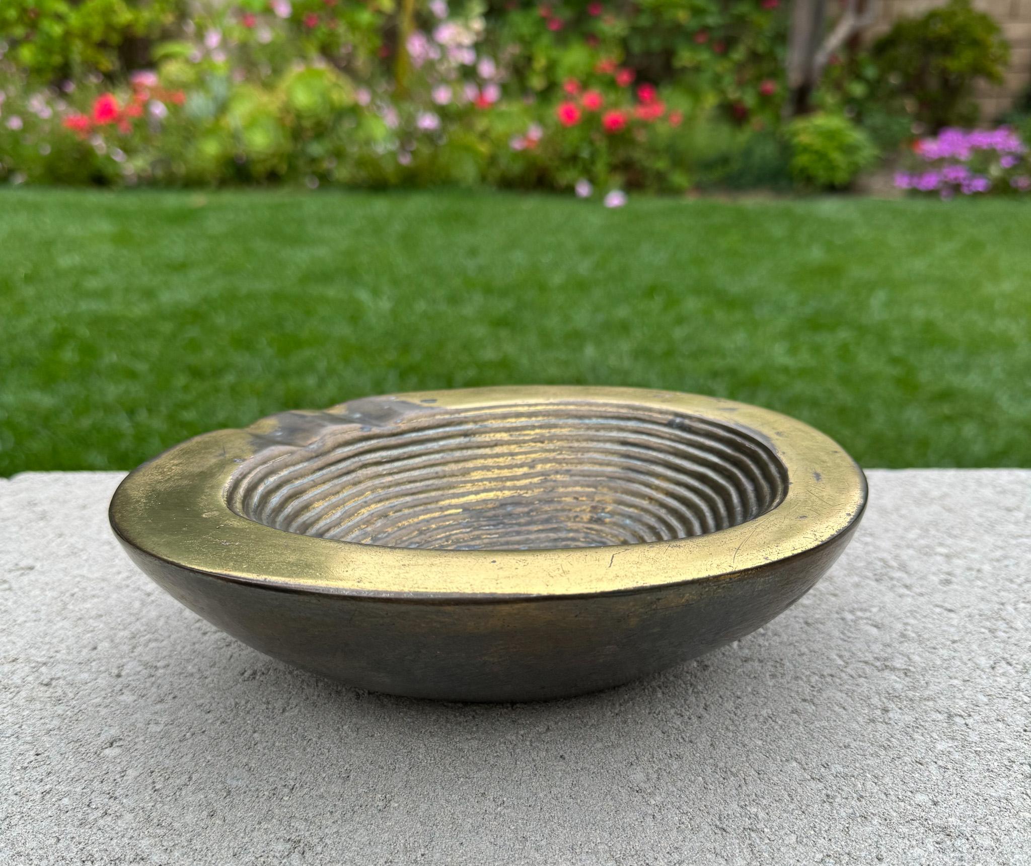 American Ben Seibel Brass Ashtray / Ribbed Bowl for Jenfred-Ware Raymor, USA, c.1950