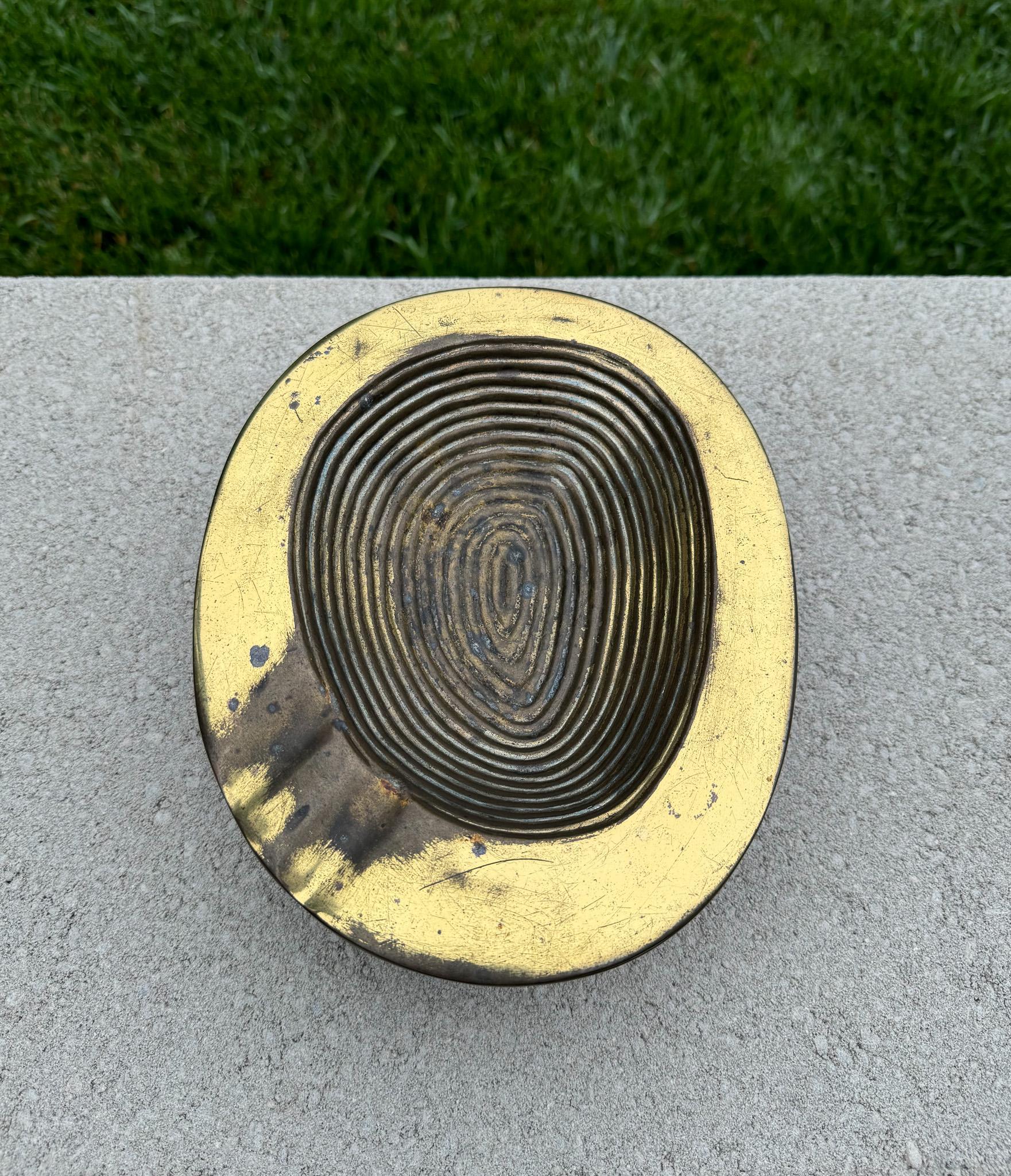 20th Century Ben Seibel Brass Ashtray / Ribbed Bowl for Jenfred-Ware Raymor, USA, c.1950