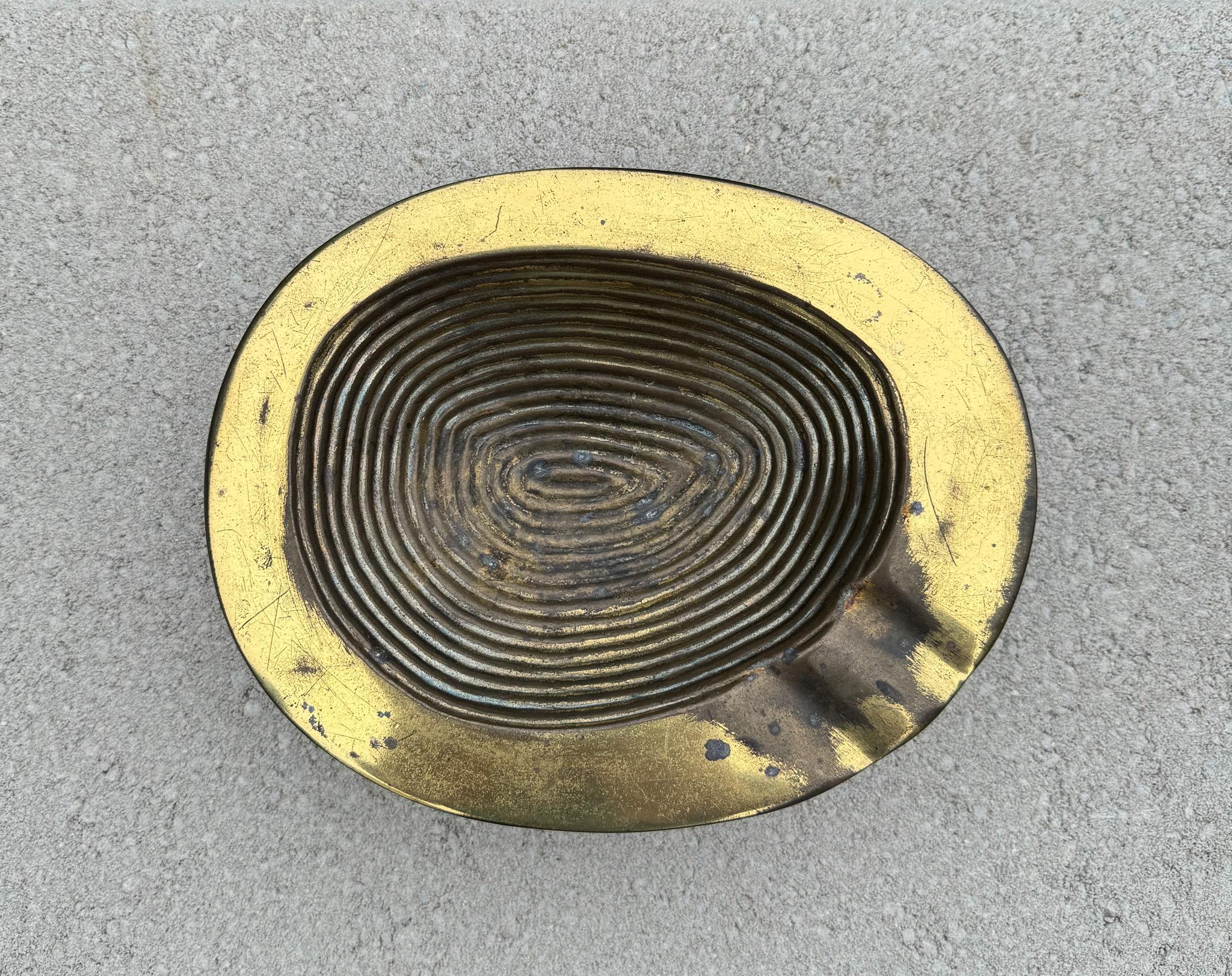 Ben Seibel Brass Ashtray / Ribbed Bowl for Jenfred-Ware Raymor, USA, c.1950 1