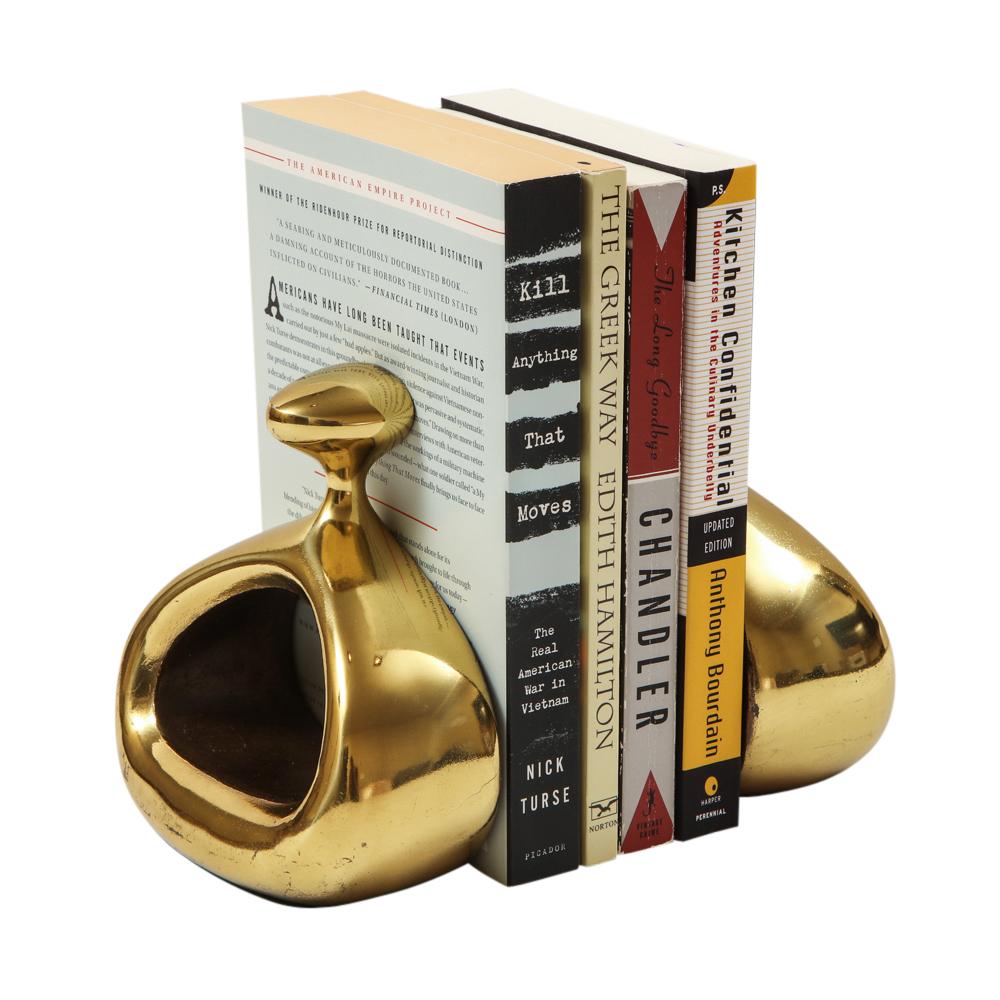 Ben Seibel Stirrup Bookends, Brass, Jenfred-Ware, Raymor, Signed In Good Condition In New York, NY