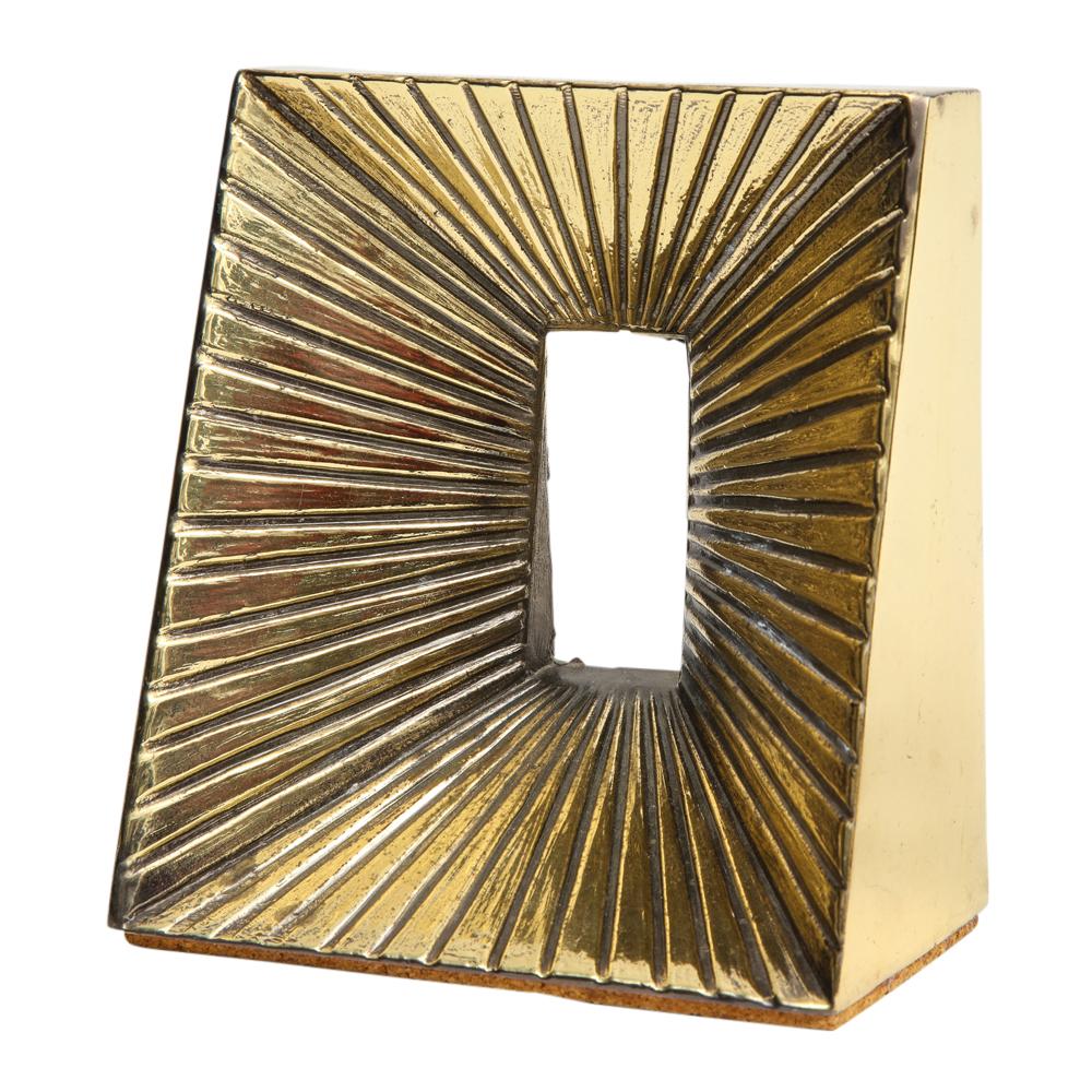 Mid-20th Century Ben Seibel Brass Plated Bookends Sunburst Raymor, Signed USA 1950s