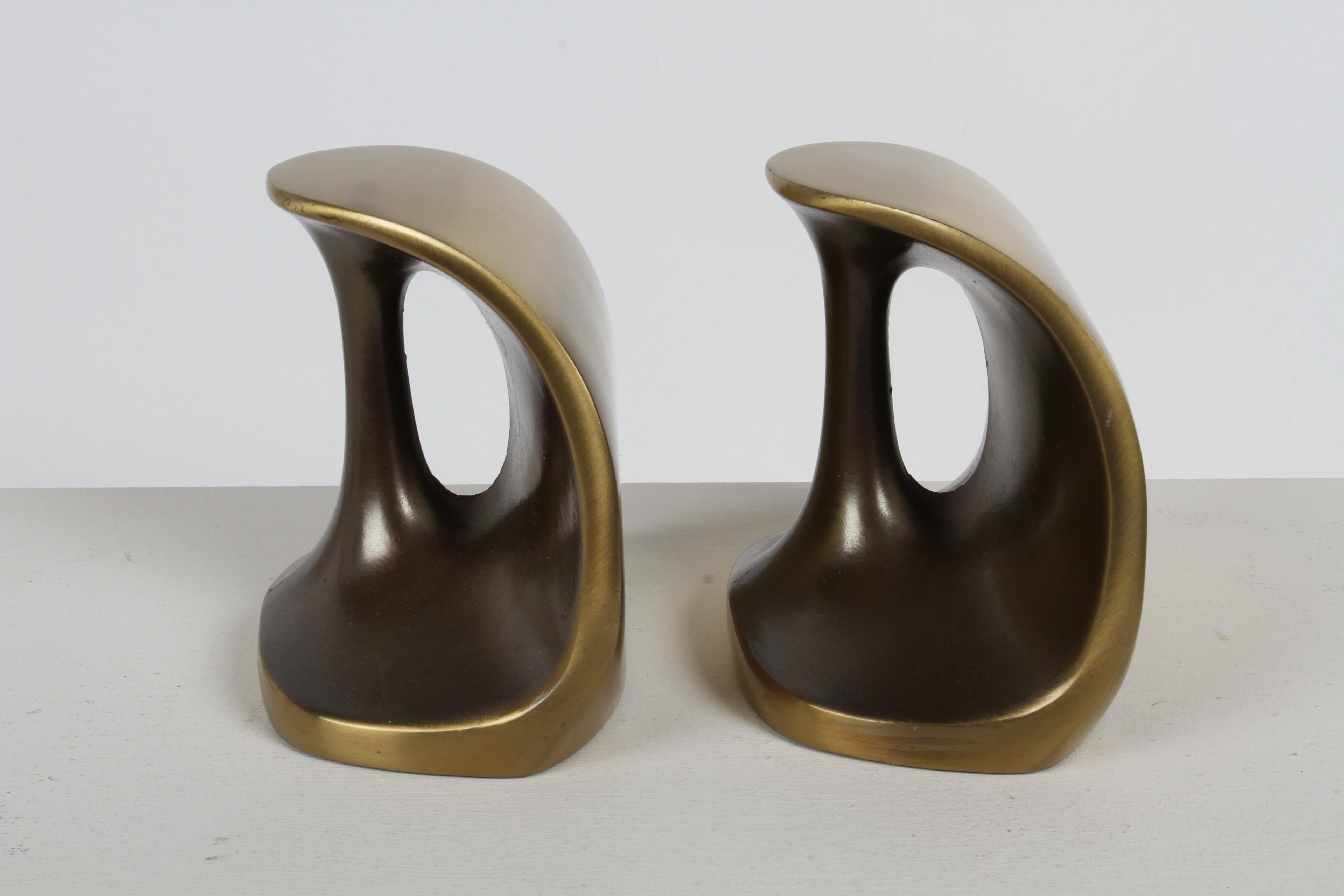 Ben Seibel by Jenfred-Ware Mid-Century Modern Brass Sculptural Dumbbell Bookends For Sale 3