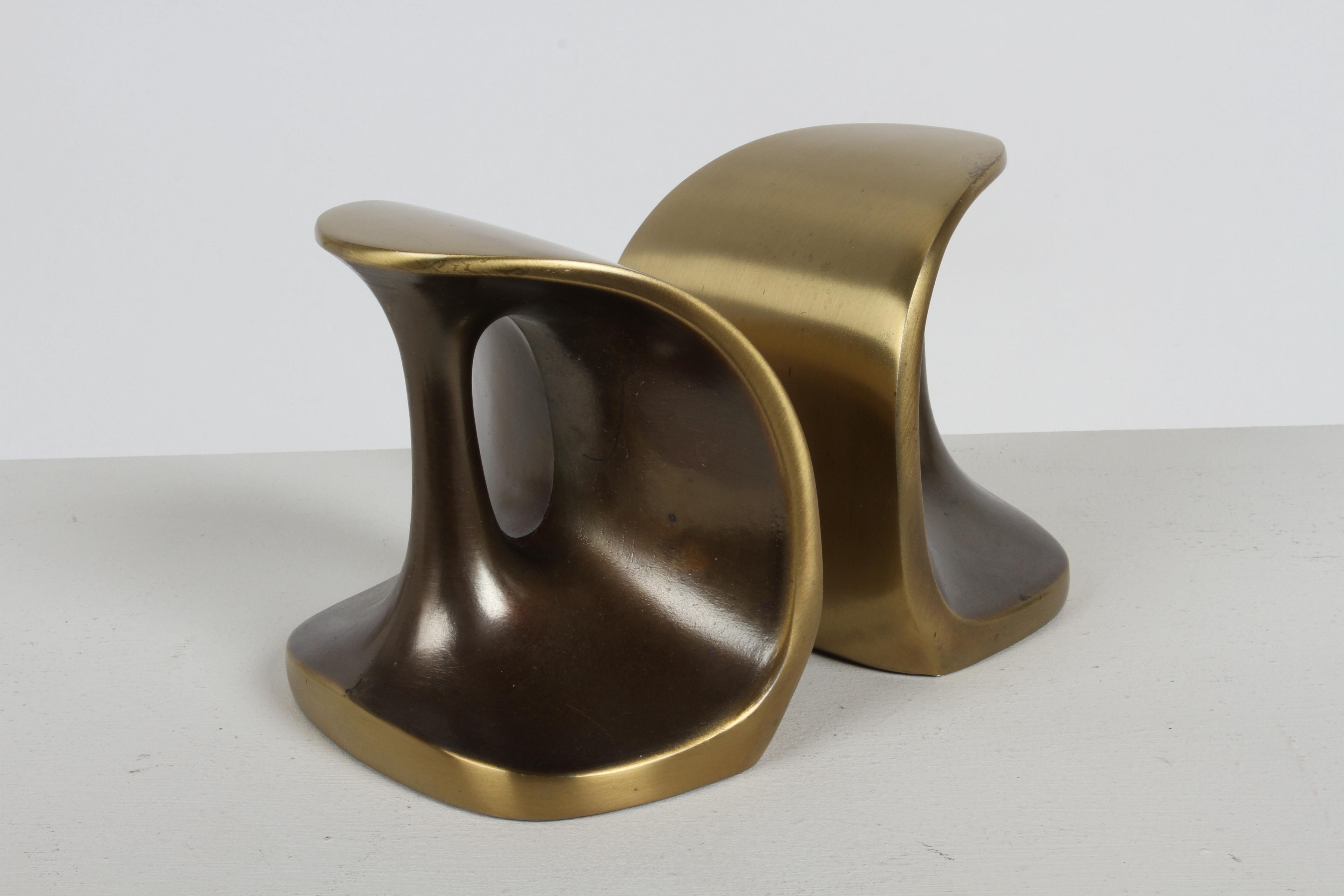 Ben Seibel by Jenfred-Ware Mid-Century Modern Brass Sculptural Dumbbell Bookends For Sale 4
