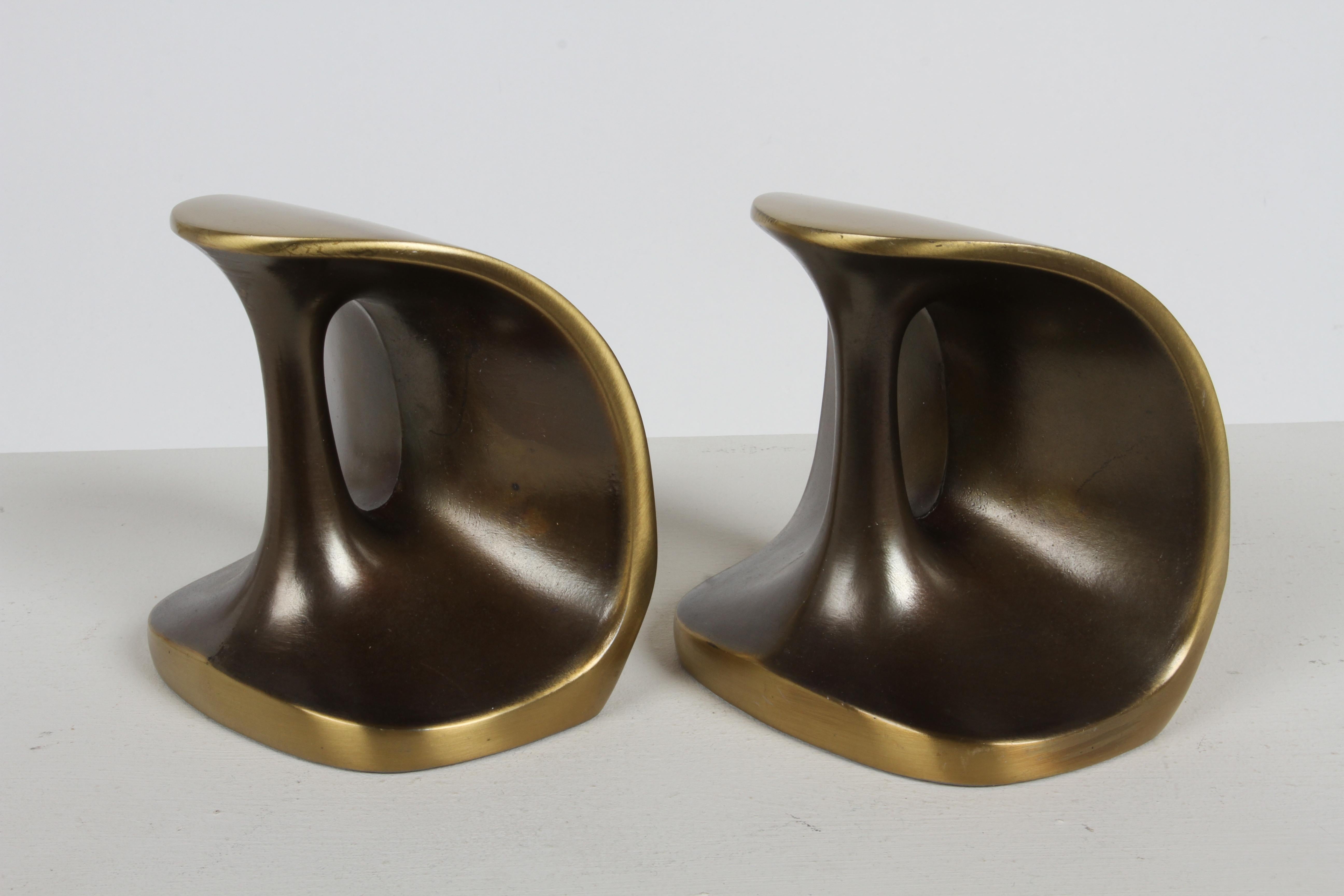 Ben Seibel by Jenfred-Ware Mid-Century Modern Brass Sculptural Dumbbell Bookends For Sale 8