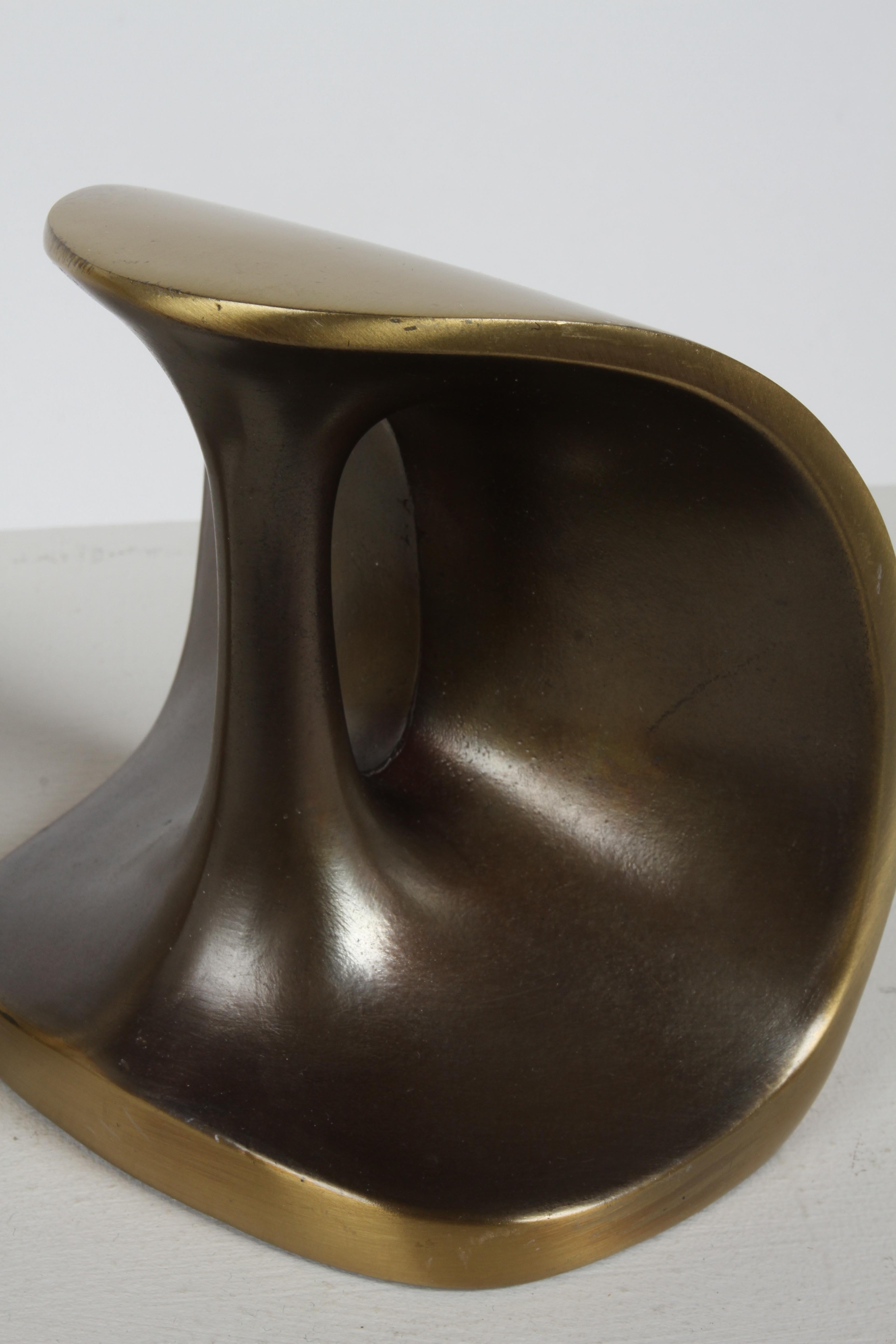 Ben Seibel by Jenfred-Ware Mid-Century Modern Brass Sculptural Dumbbell Bookends For Sale 9