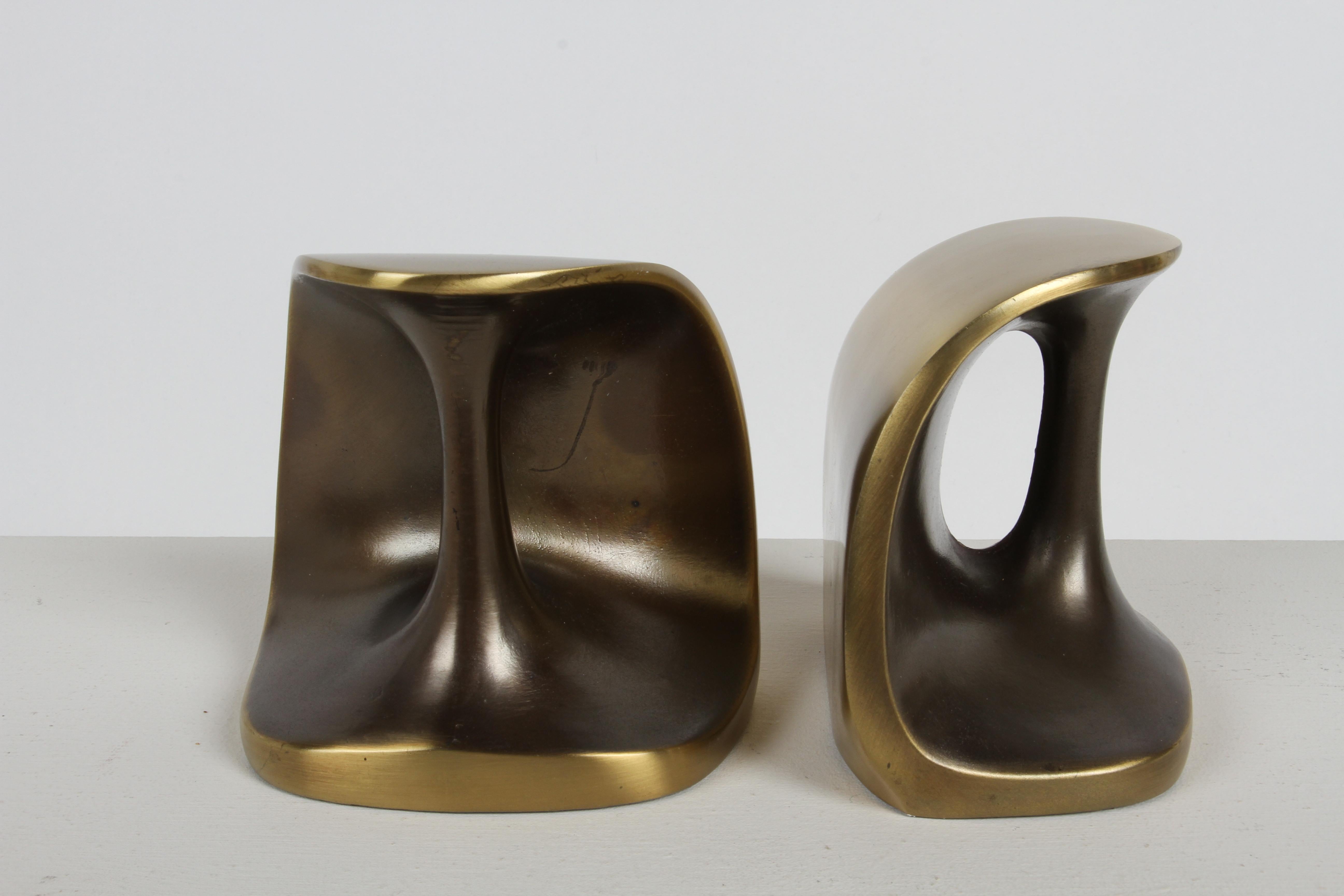 American Ben Seibel by Jenfred-Ware Mid-Century Modern Brass Sculptural Dumbbell Bookends For Sale