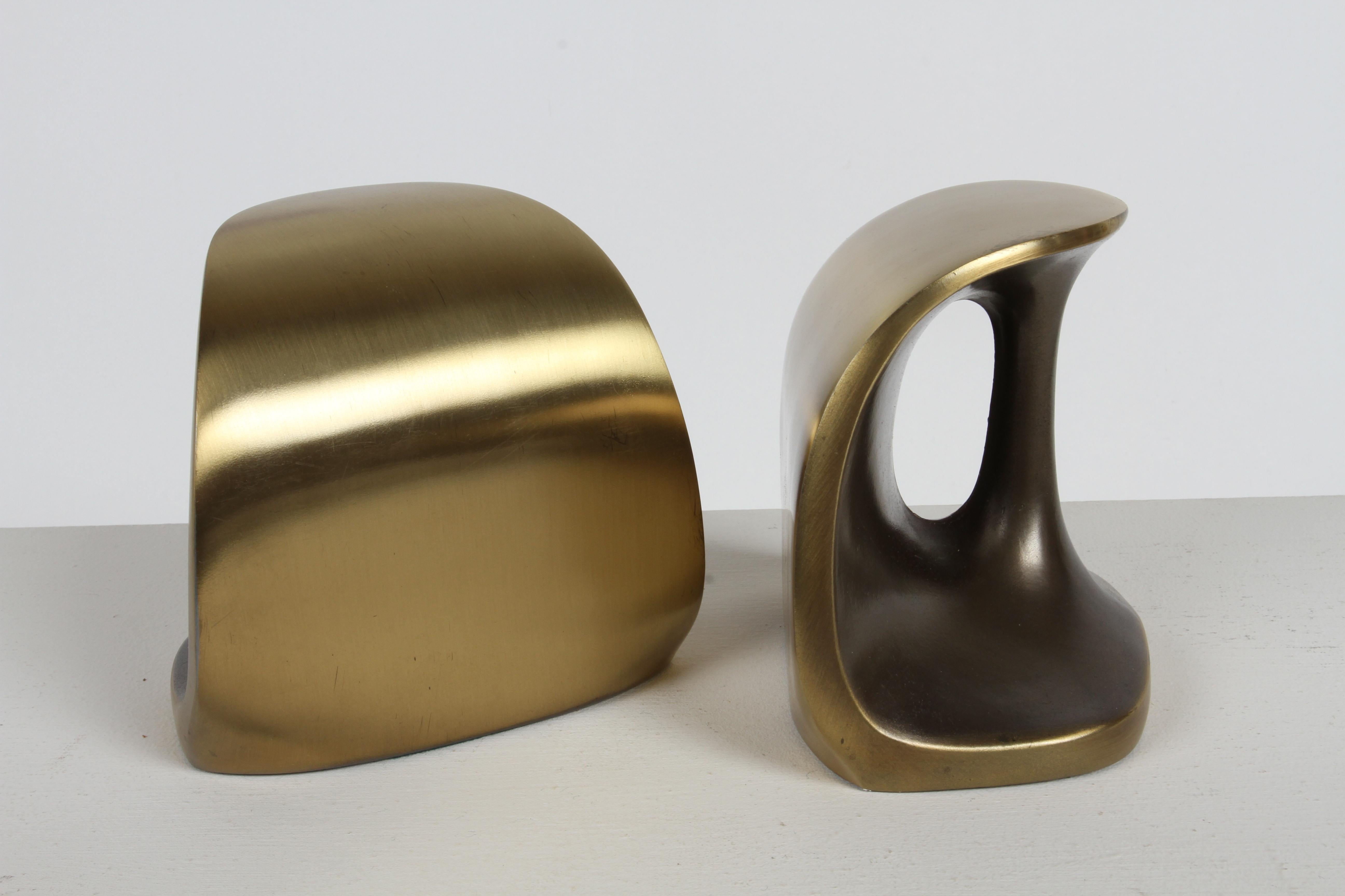 Plated Ben Seibel by Jenfred-Ware Mid-Century Modern Brass Sculptural Dumbbell Bookends For Sale