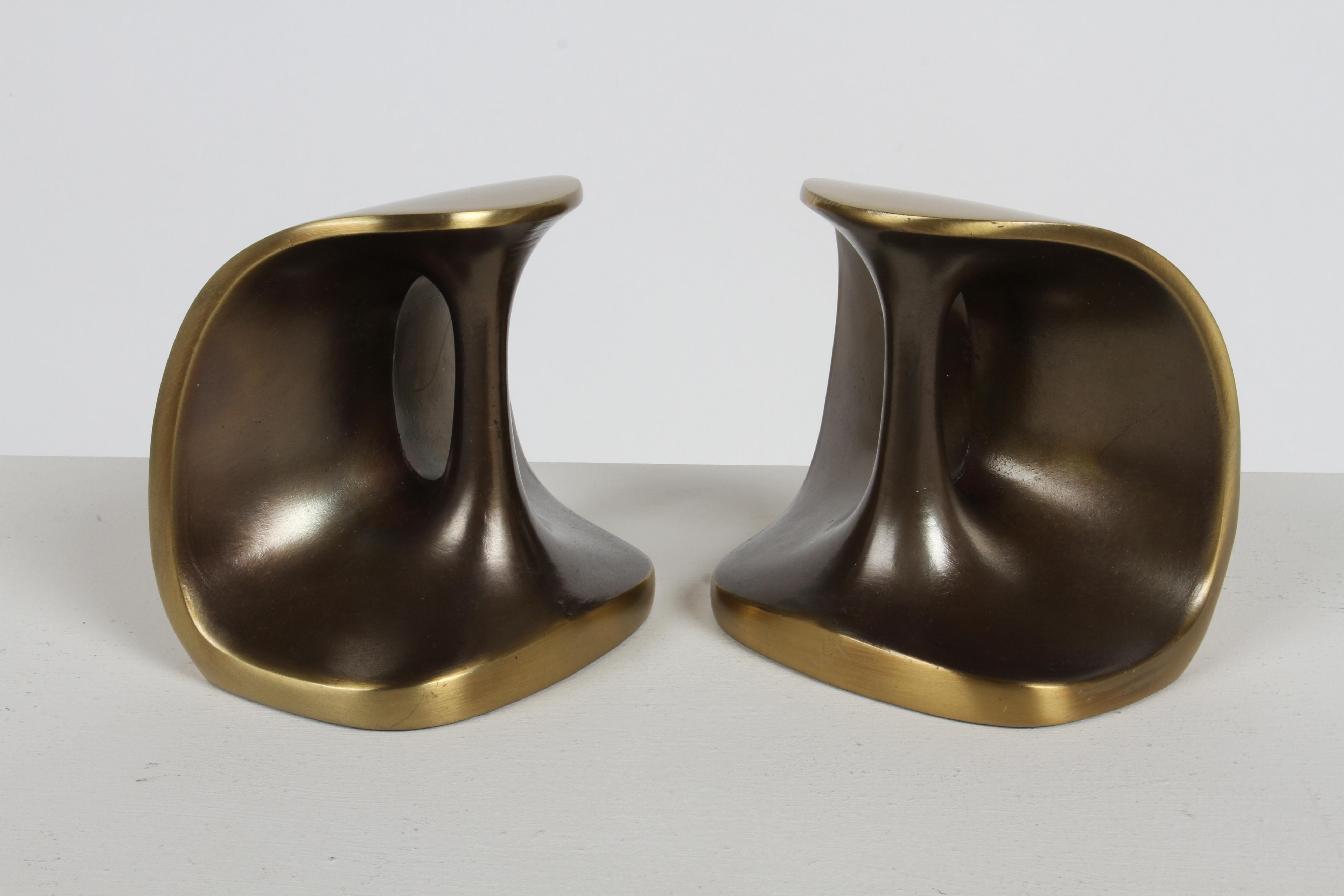 Mid-20th Century Ben Seibel by Jenfred-Ware Mid-Century Modern Brass Sculptural Dumbbell Bookends For Sale