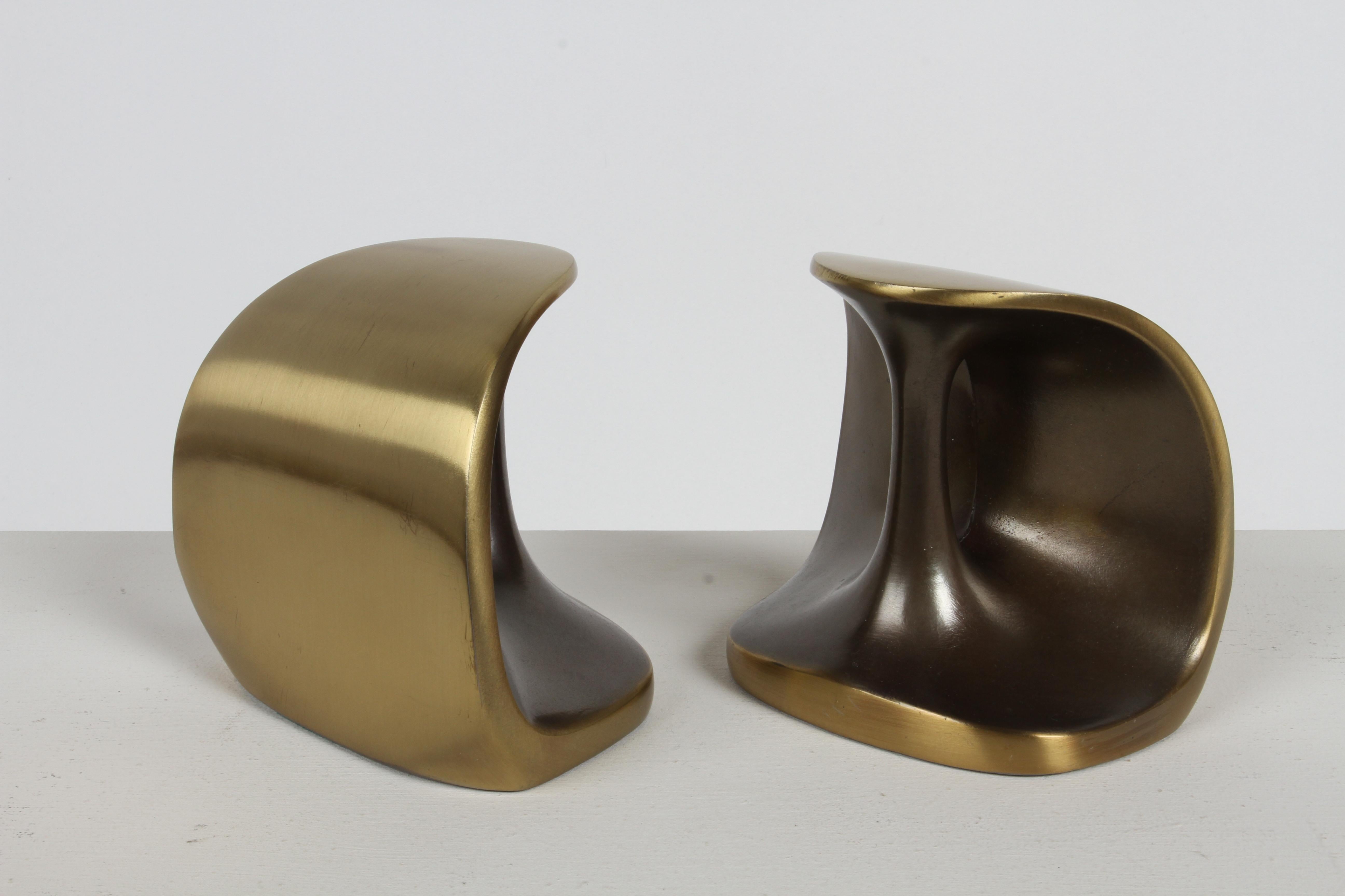 Ben Seibel by Jenfred-Ware Mid-Century Modern Brass Sculptural Dumbbell Bookends For Sale 1