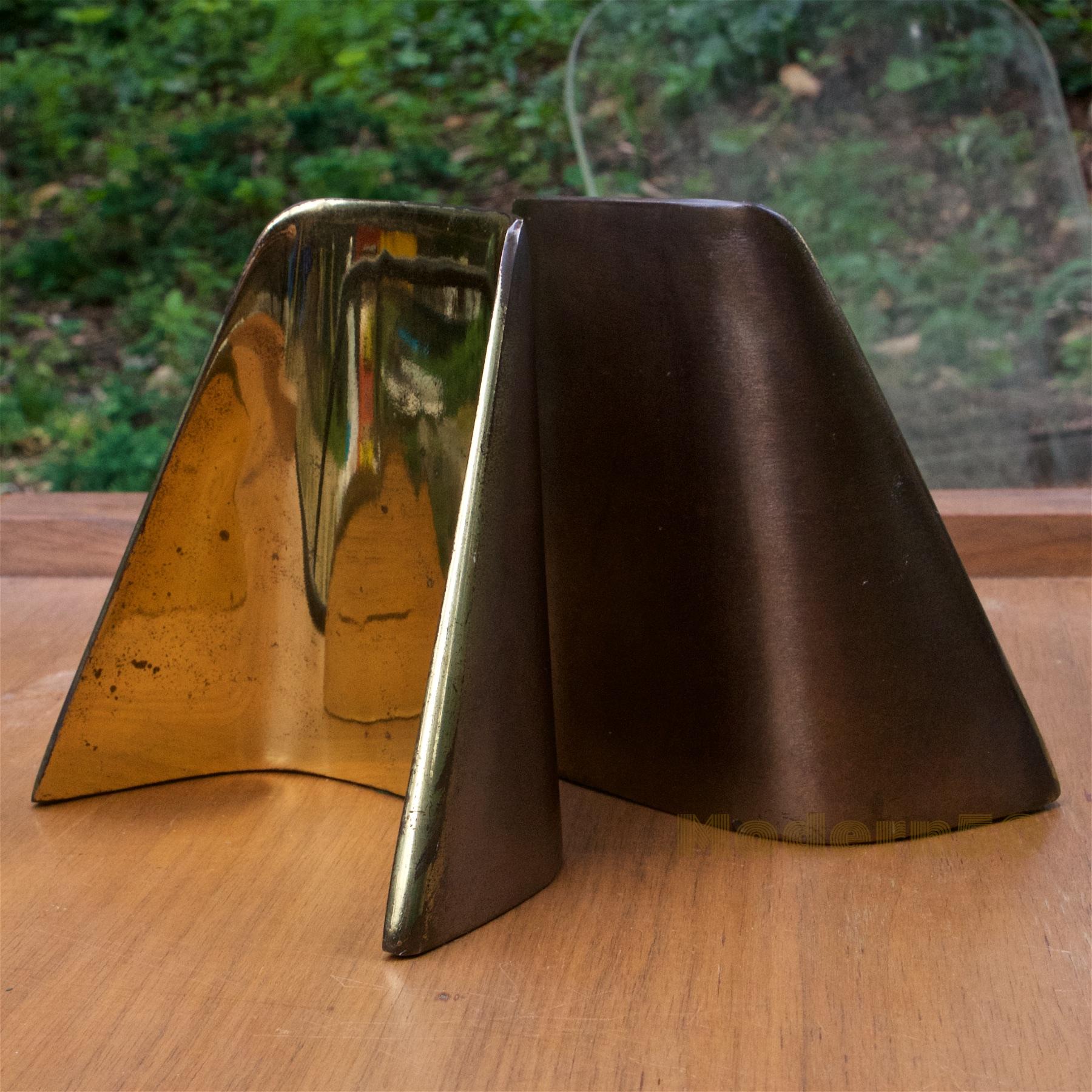 Metal Ben Seibel Convex Shovel Brass-Plated Bookends Architectural Midcentury