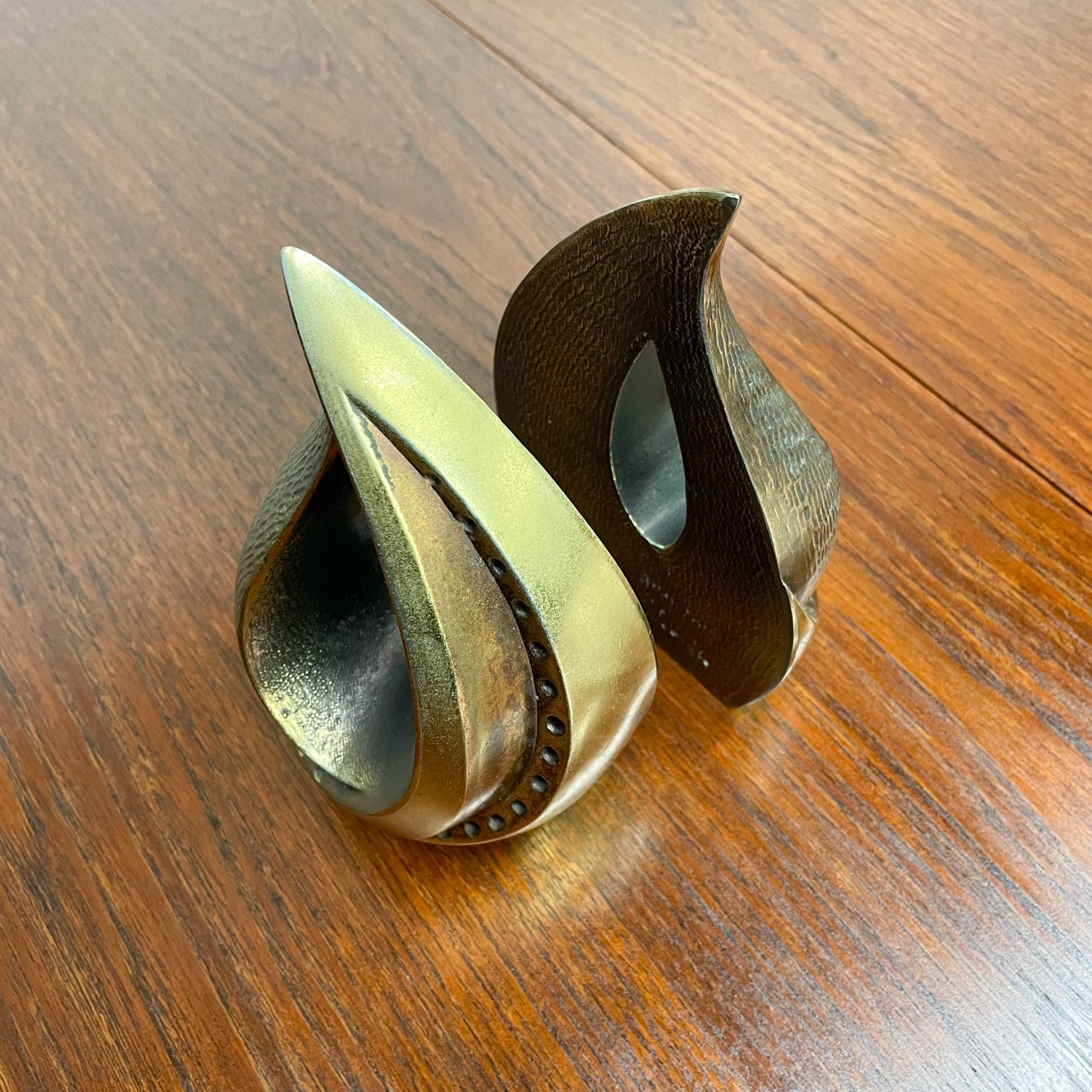 Ben Seibel for Jenfred Sculptural Brass Bookends Modern Tear Drop Flame, 1950s 2
