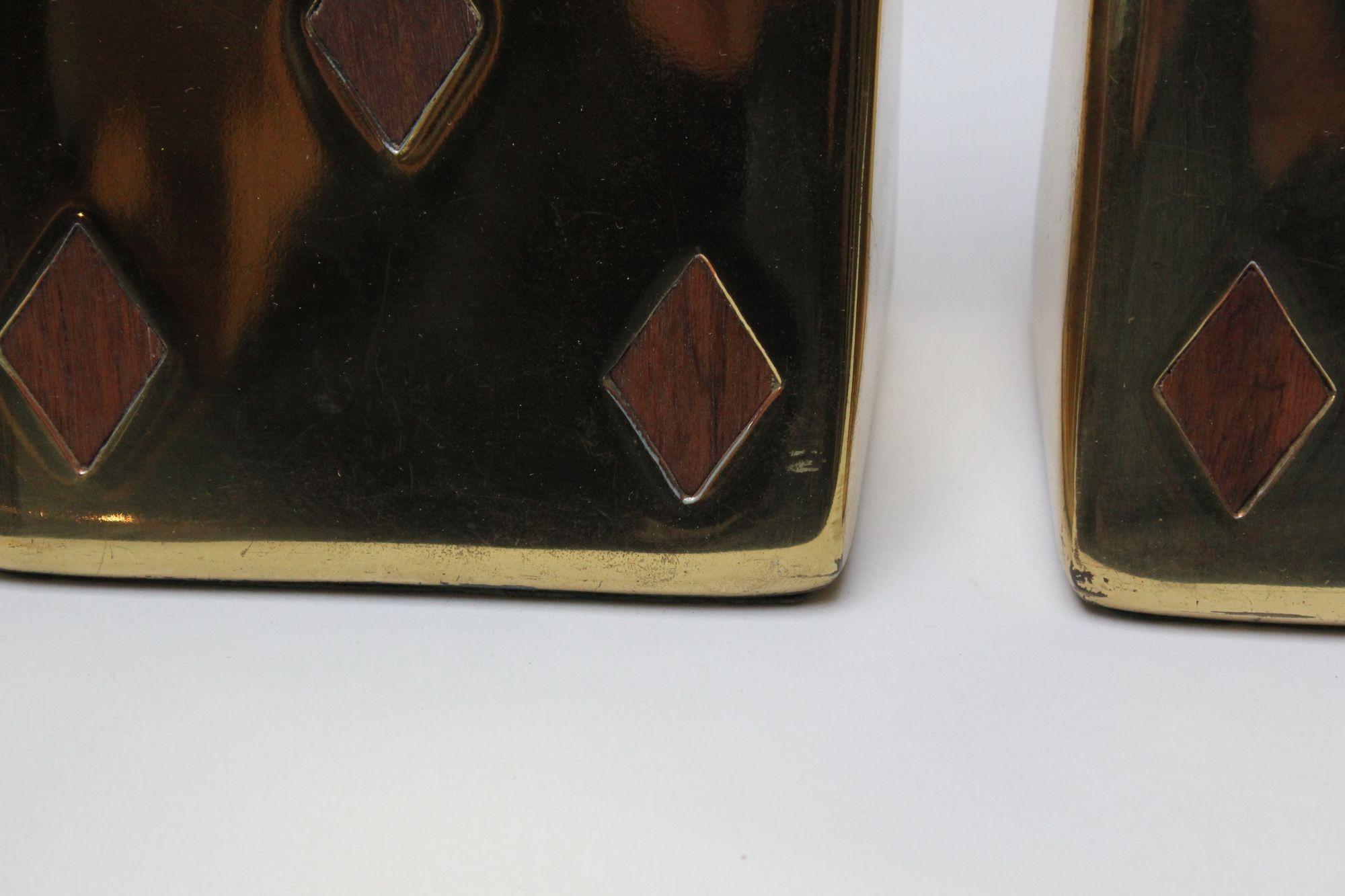 Ben Seibel for Jenfred Ware Bookends in Brass and Walnut 