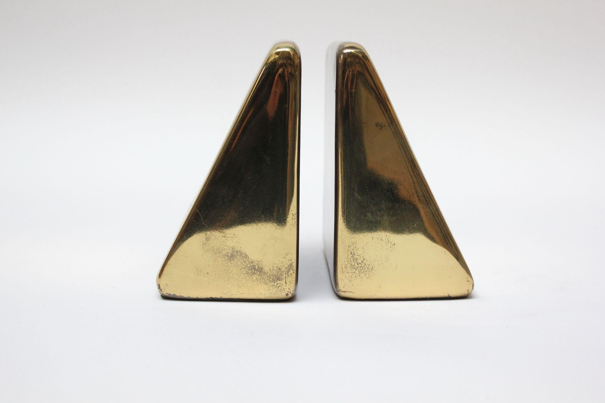 Ben Seibel for Jenfred Ware Bookends in Brass and Walnut 