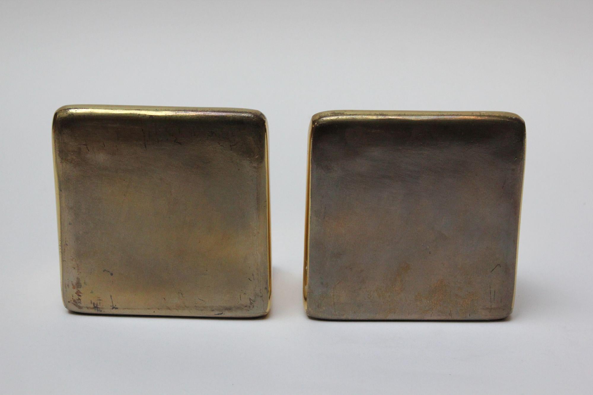 Mid-20th Century Ben Seibel for Jenfred Ware Bookends in Brass and Walnut 