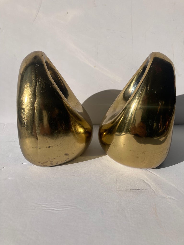 Ben Seibel for Jenfred-Ware Bookends in Brass Finish In Good Condition For Sale In Los Angeles, CA