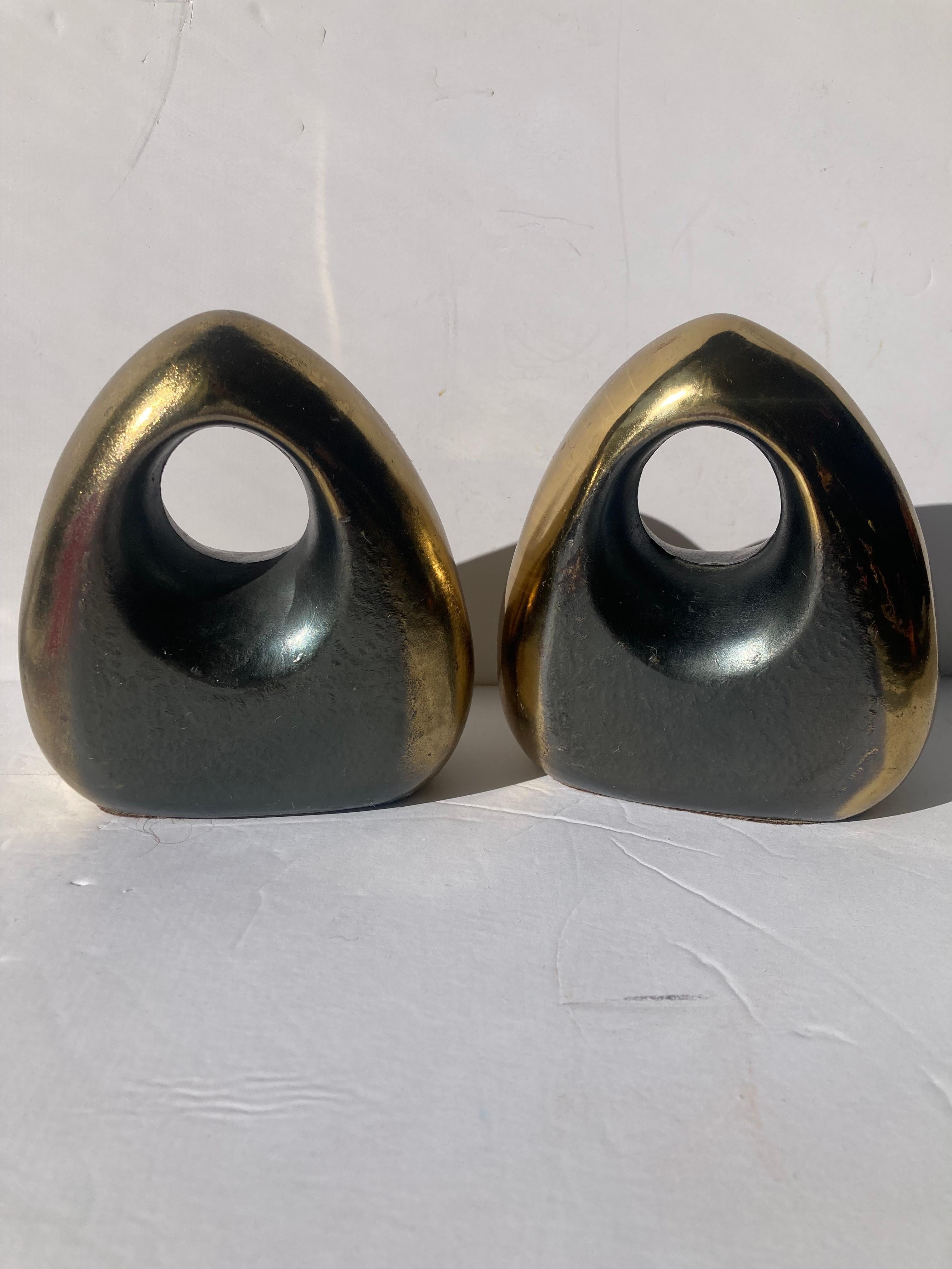 Ben Seibel for Jenfred-Ware Bookends in Brass Finish In Good Condition For Sale In Los Angeles, CA
