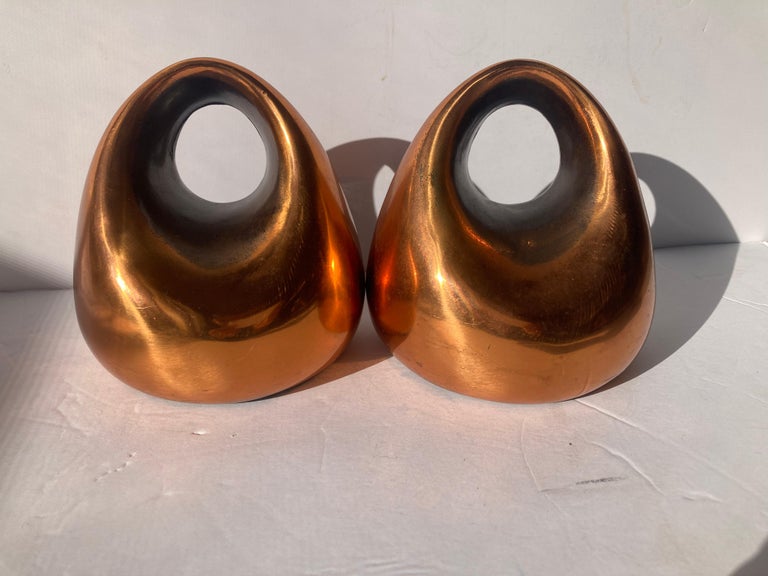Ben Seibel for Jenfred-Ware Bookends in Copper Finish In Good Condition For Sale In Los Angeles, CA