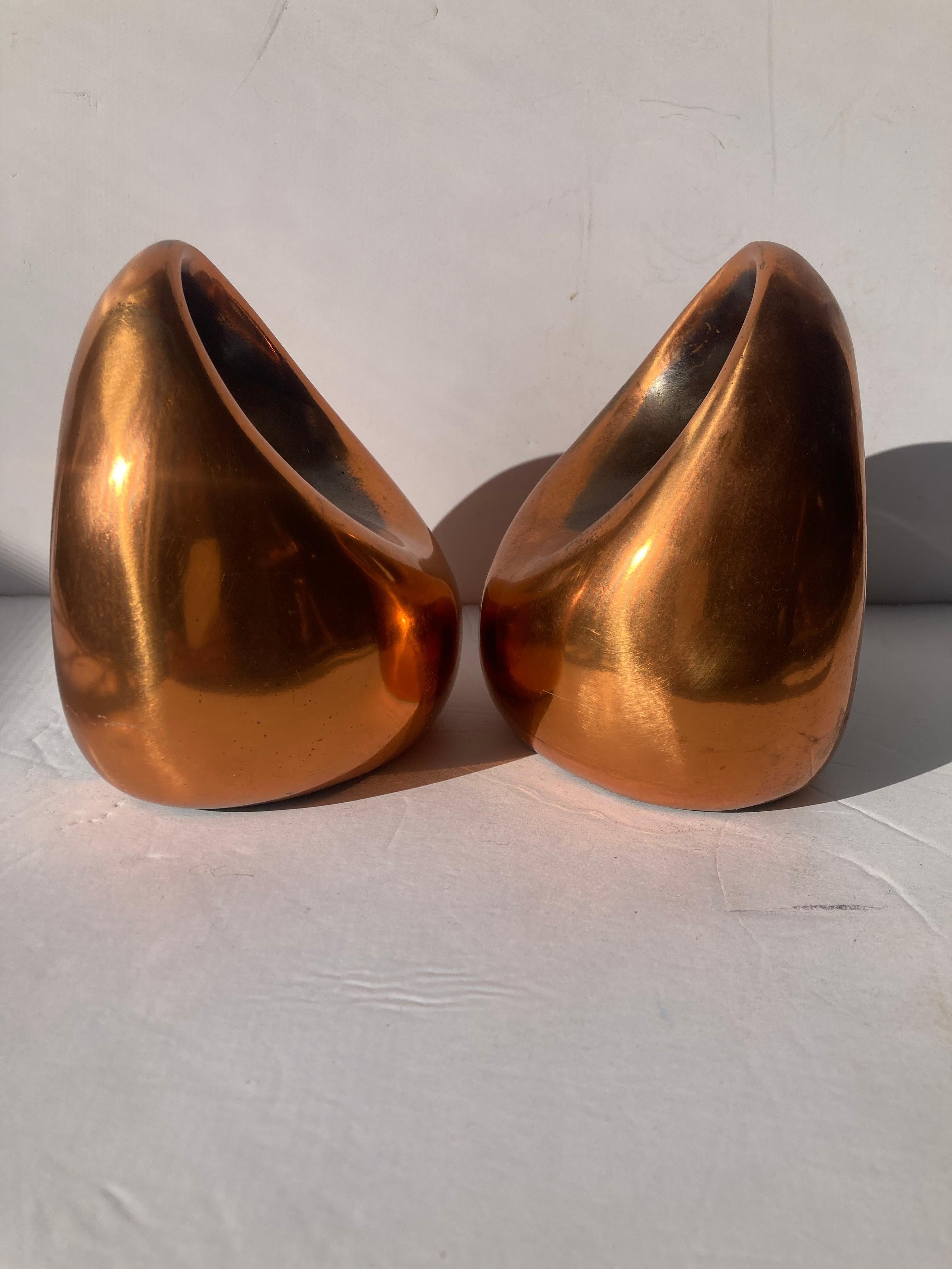 20th Century Ben Seibel for Jenfred-Ware Bookends in Copper Finish For Sale