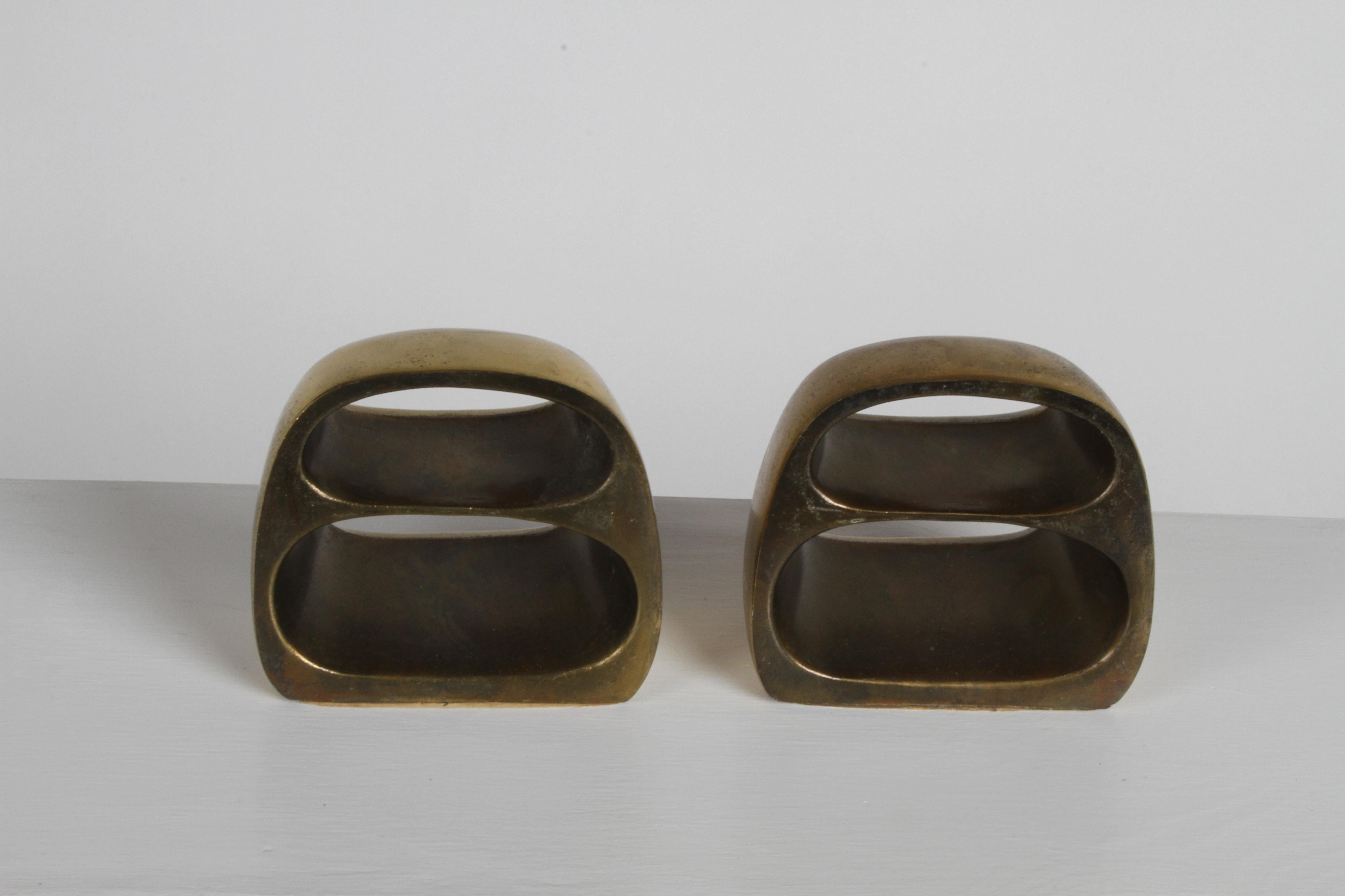 Ben Seibel for Jenfred-Ware Brass Sculptural Ladder Bookends In Good Condition In St. Louis, MO