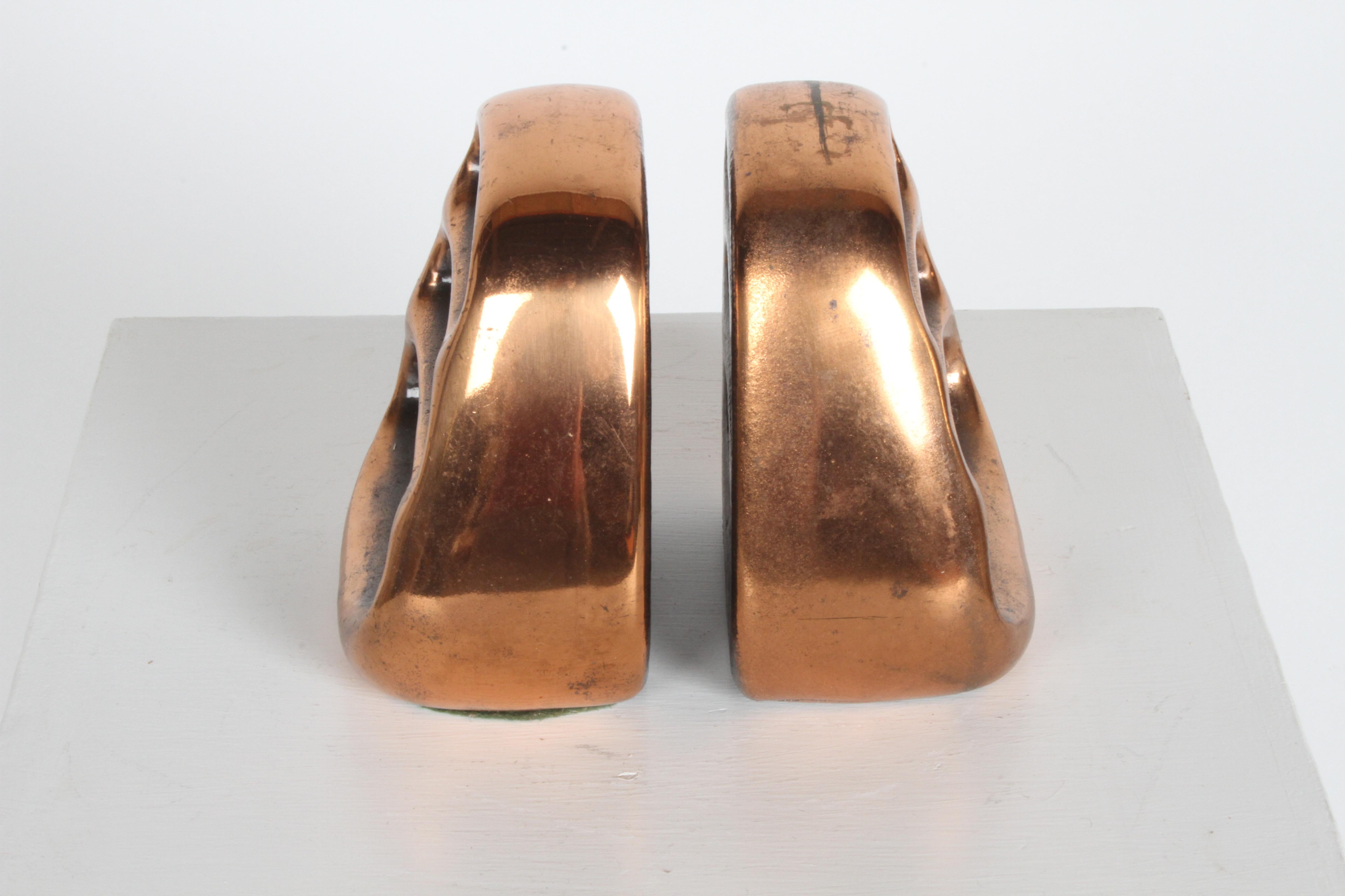 Plated Ben Seibel for Jenfred-Ware Copper Sculptural Ladder Bookends