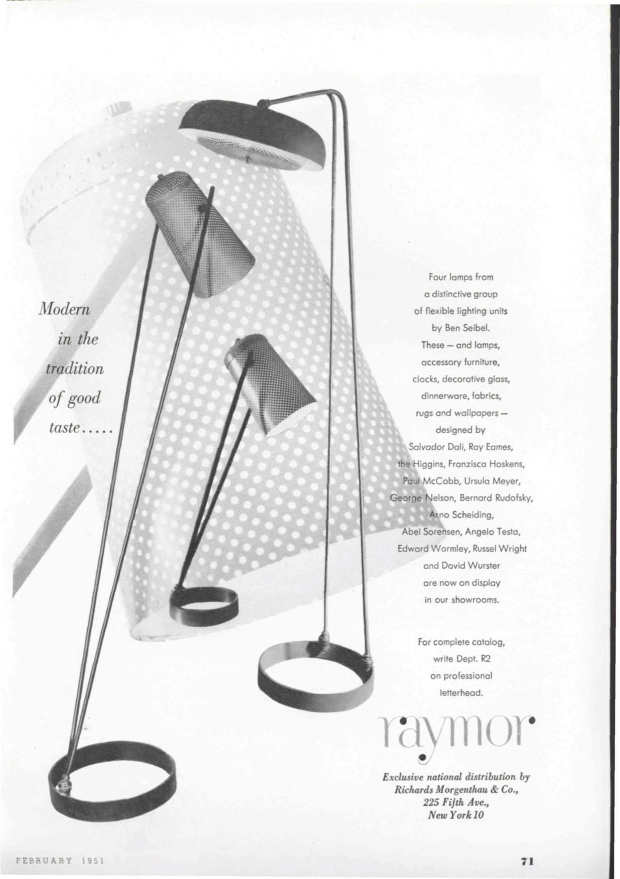 Ben Seibel for Raymor Perforated Metal Iron Model 5007 Flexlight Floor Lamp For Sale 9