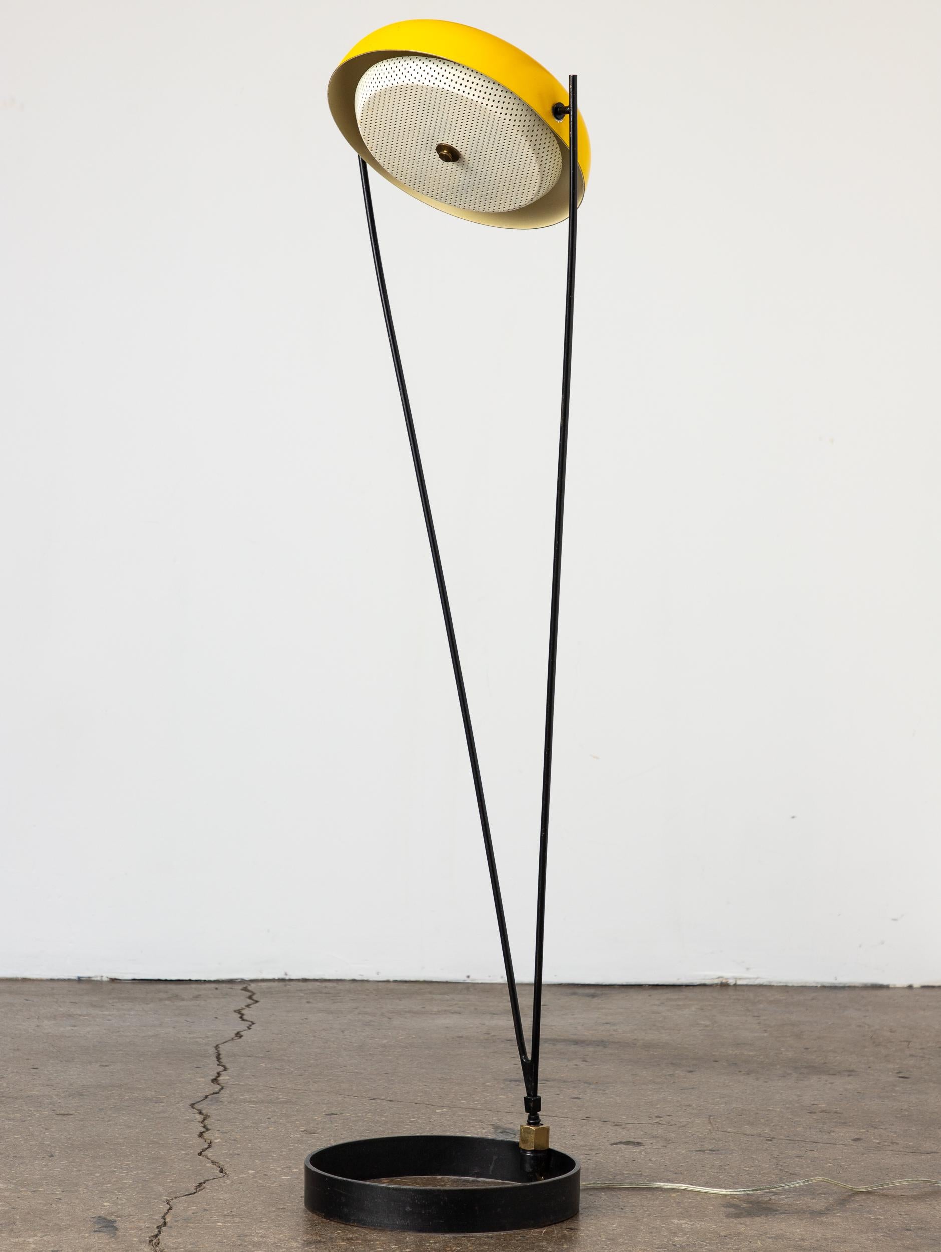 Model 5007 Flexlight floor lamp, designed by Ben Seibel for Raymor. Seibel’s 5000-series lamps were introduced in Raymor’s 1951 catalog as part of a “distinctive group of flexible lighting units.” The minimalist design pares the lamp down to line