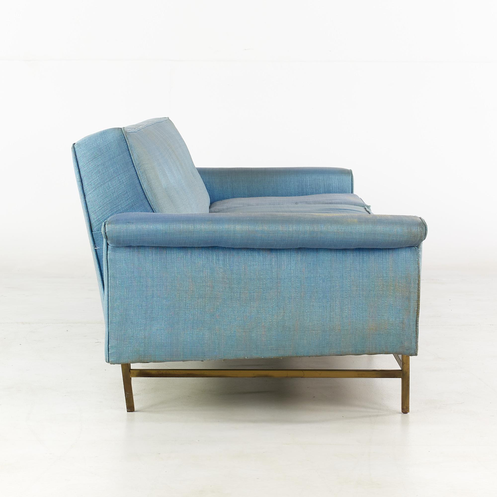 Mid-Century Modern Ben Seibel for Stand Built Furniture Midcentury Brass Base Sofa For Sale