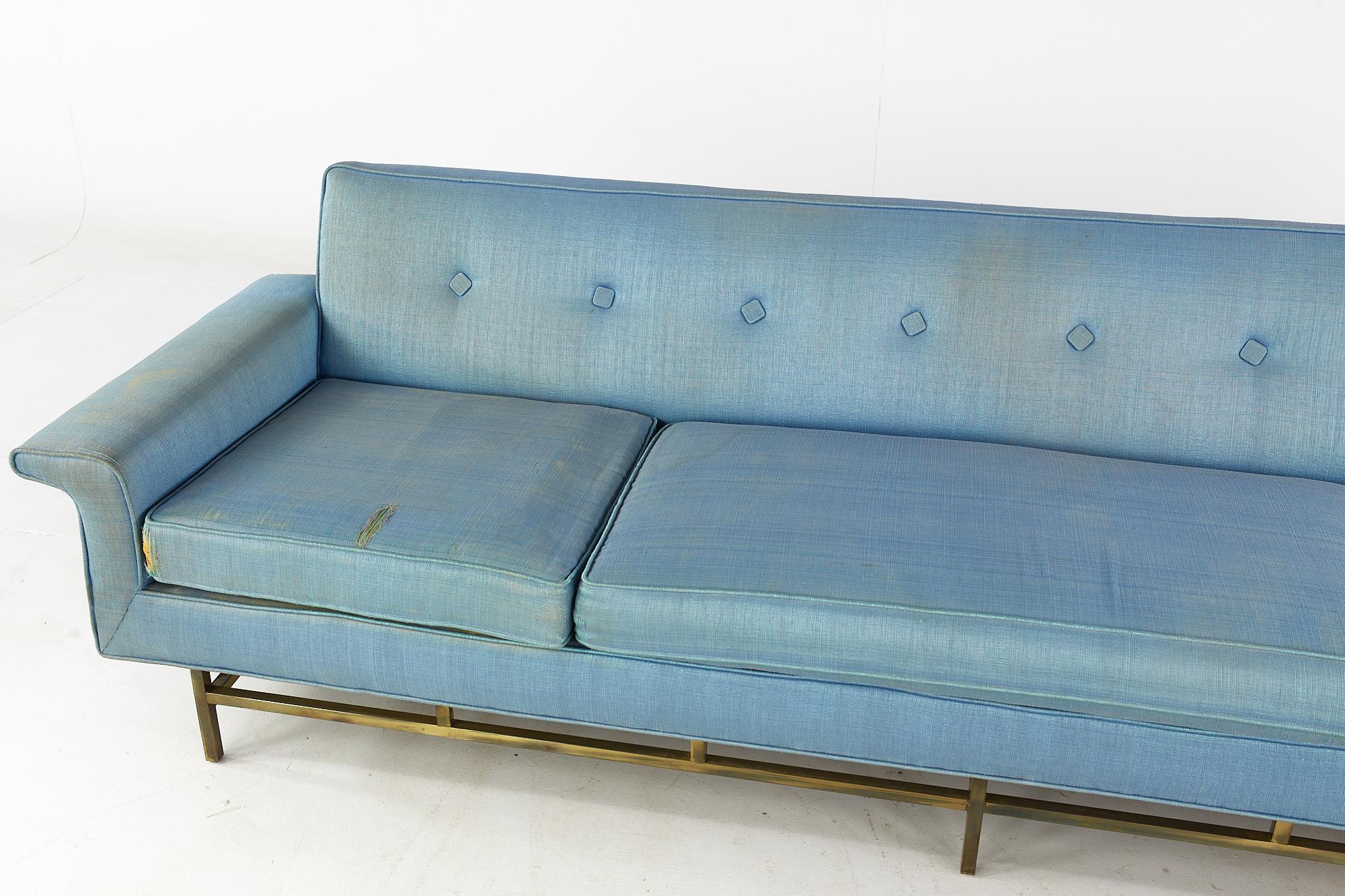 Late 20th Century Ben Seibel for Stand Built Furniture Midcentury Brass Base Sofa For Sale