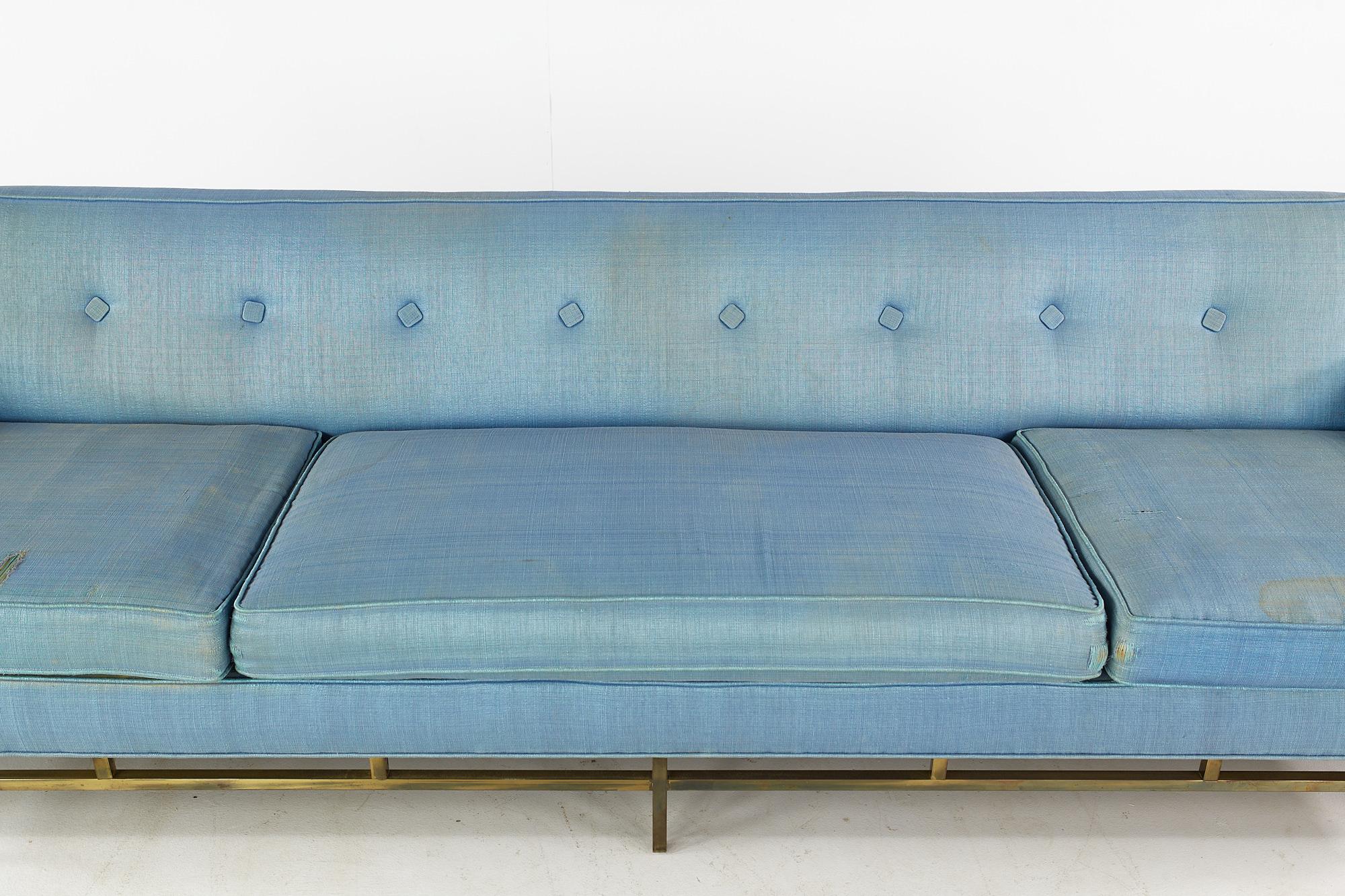 Ben Seibel for Stand Built Furniture Midcentury Brass Base Sofa For Sale 1