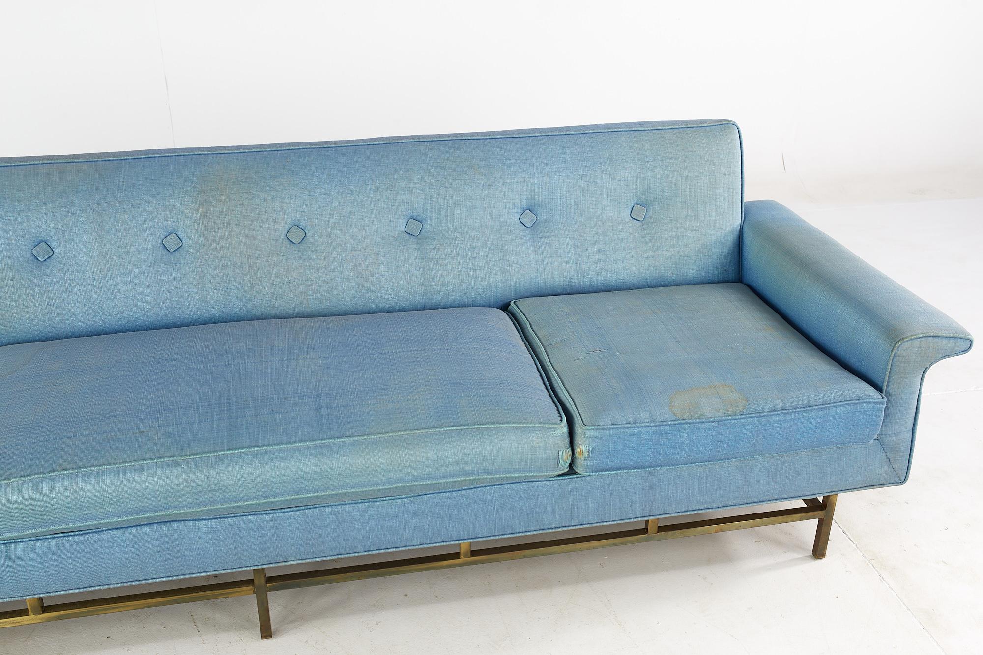 Ben Seibel for Stand Built Furniture Midcentury Brass Base Sofa For Sale 2