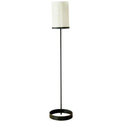 Ben Seibel Iron Base Floor Lamp for Raymor with White Glass Cylinder Shade