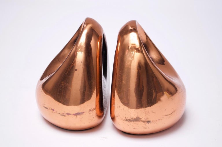 Mid-Century Modern Ben Seibel Jenfred Ware Copper Finish Bookends For Sale