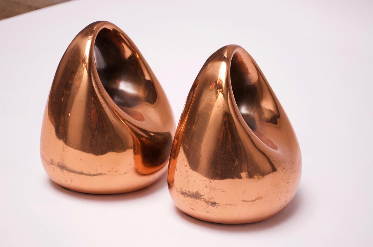 Ben Seibel Jenfred Ware Copper Finish Bookends In Good Condition For Sale In Brooklyn, NY