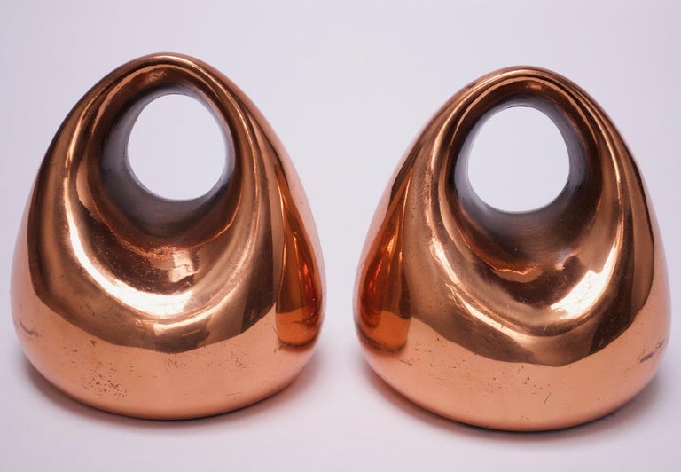 Mid-20th Century Ben Seibel Jenfred Ware Copper Finish Bookends For Sale
