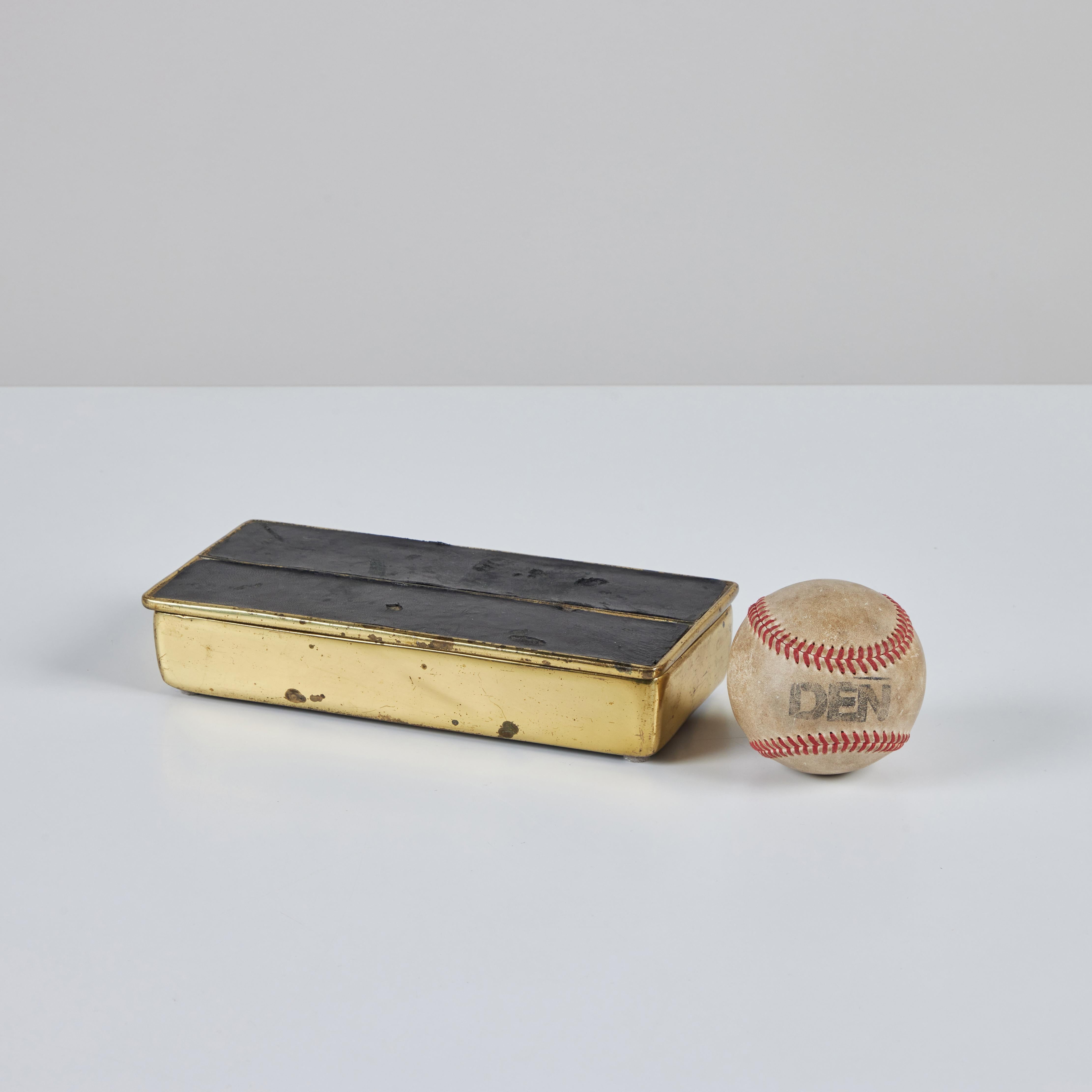 Mid-Century Modern Ben Seibel Leather and Brass Lidded Box for Jenfred-Ware