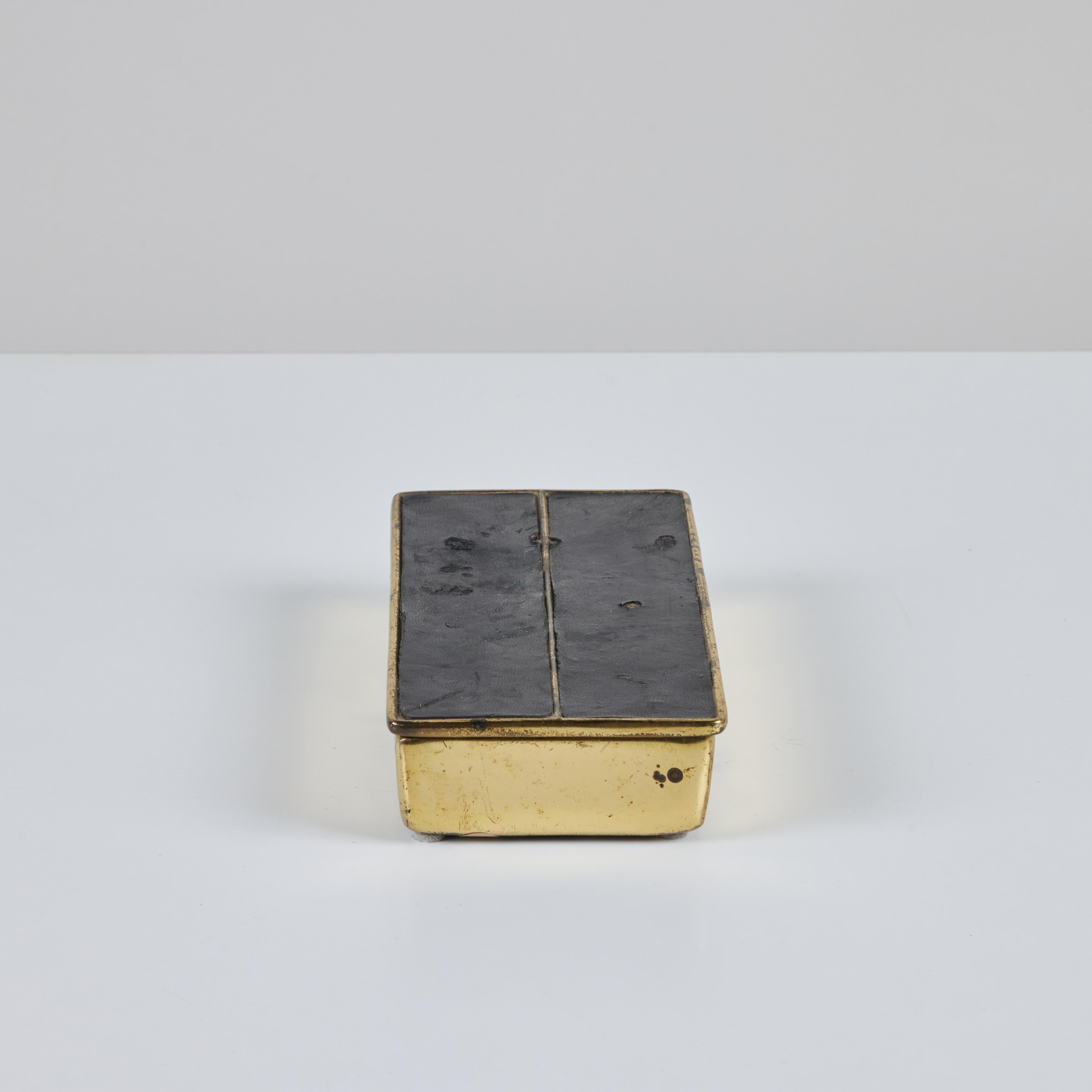 Ben Seibel Leather and Brass Lidded Box for Jenfred-Ware In Good Condition In Los Angeles, CA