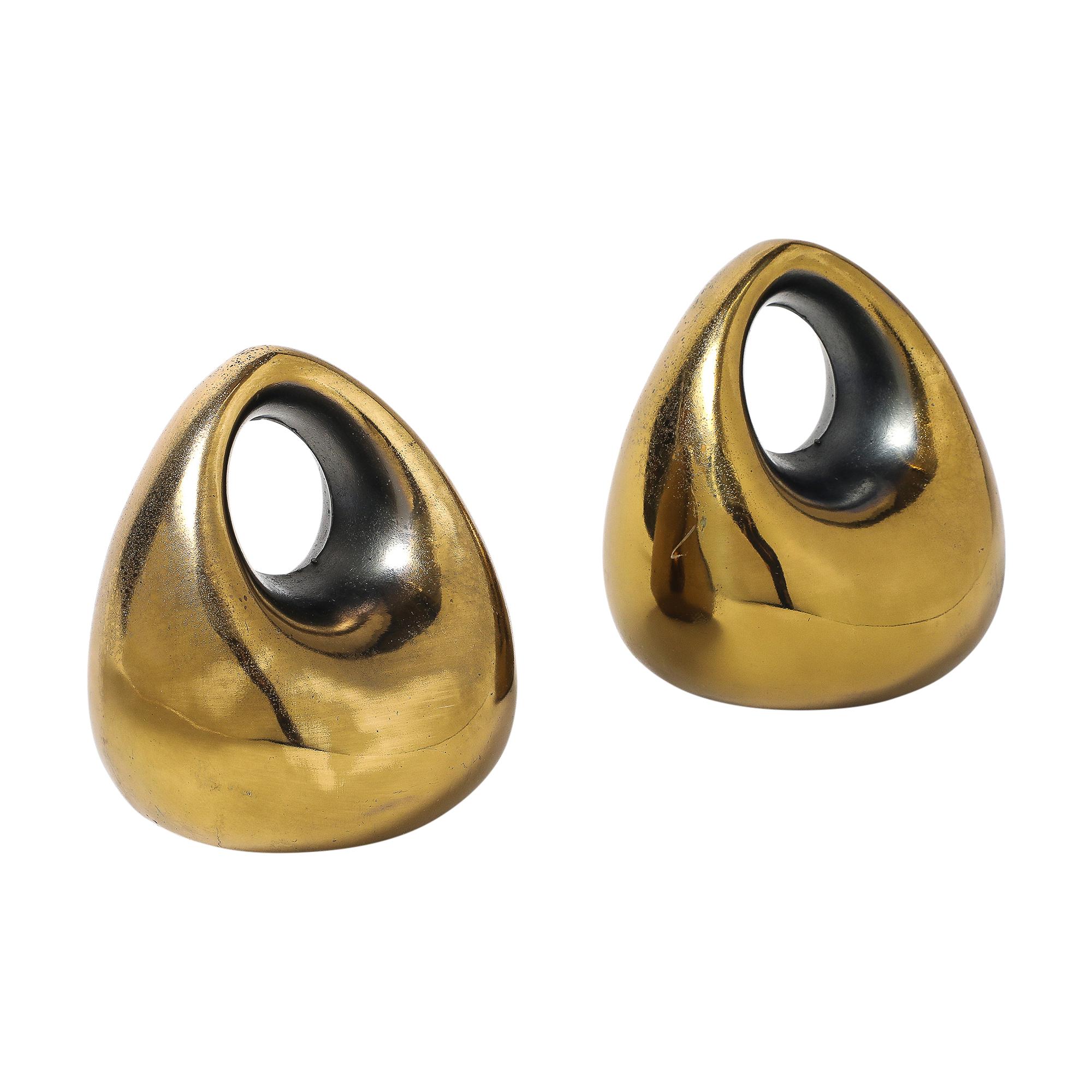 Milieu du XXe siècle Ben Seibel Orb Bookends, Brass en vente