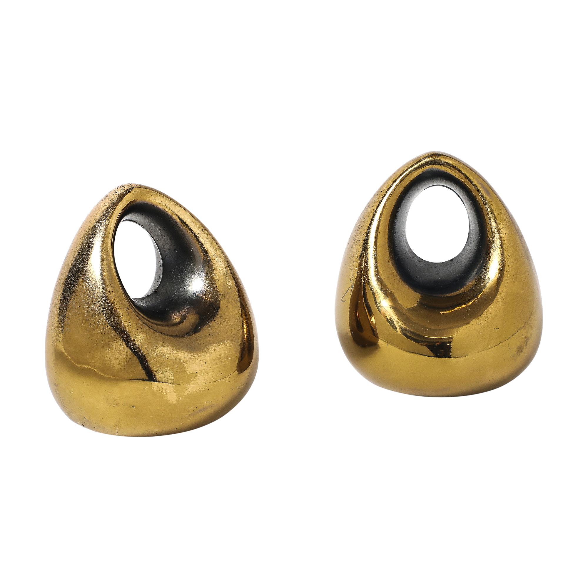 Métal Ben Seibel Orb Bookends, Brass en vente