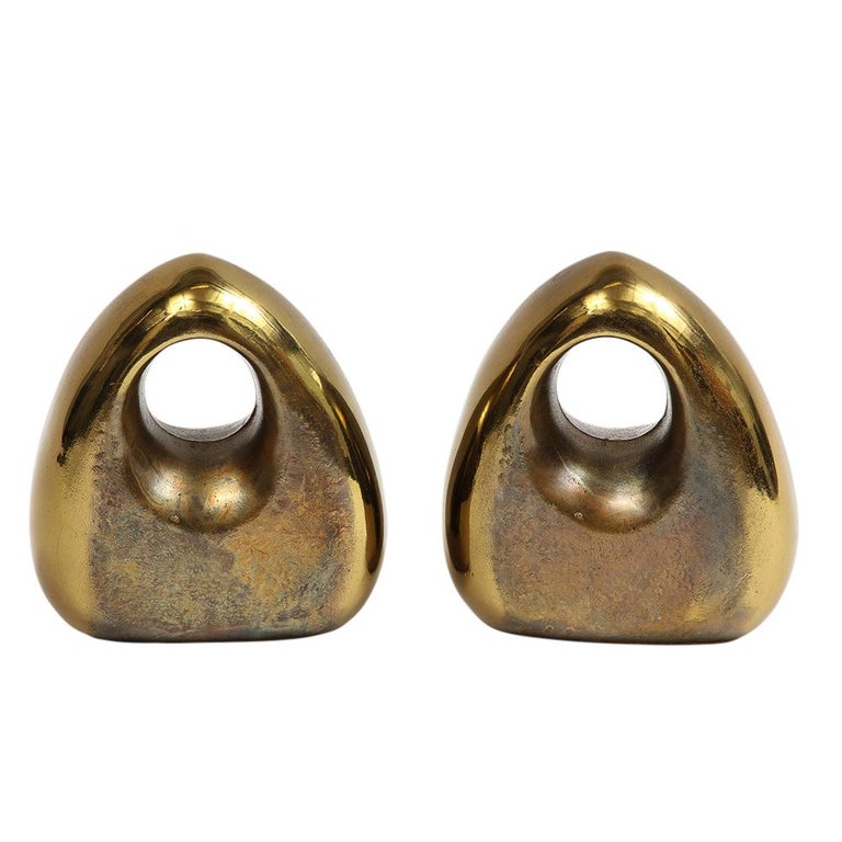 Ben Seibel Orb Bookends, Brass, Jenfred-Ware In Good Condition For Sale In New York, NY