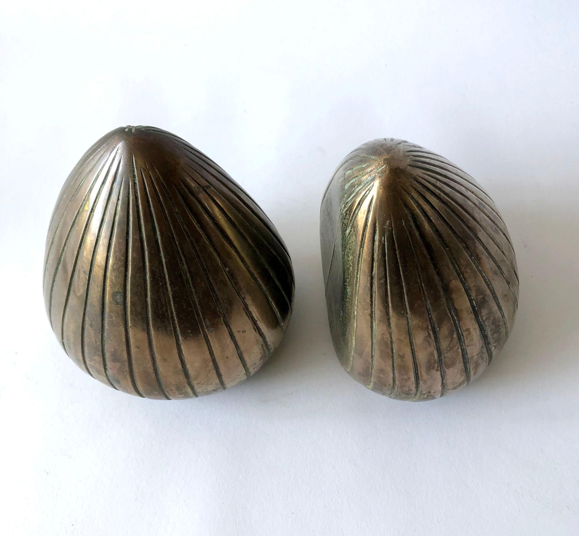 Mid-Century Modern Ben Seibel Raymor Brass Clam Shell Modernist Bookends