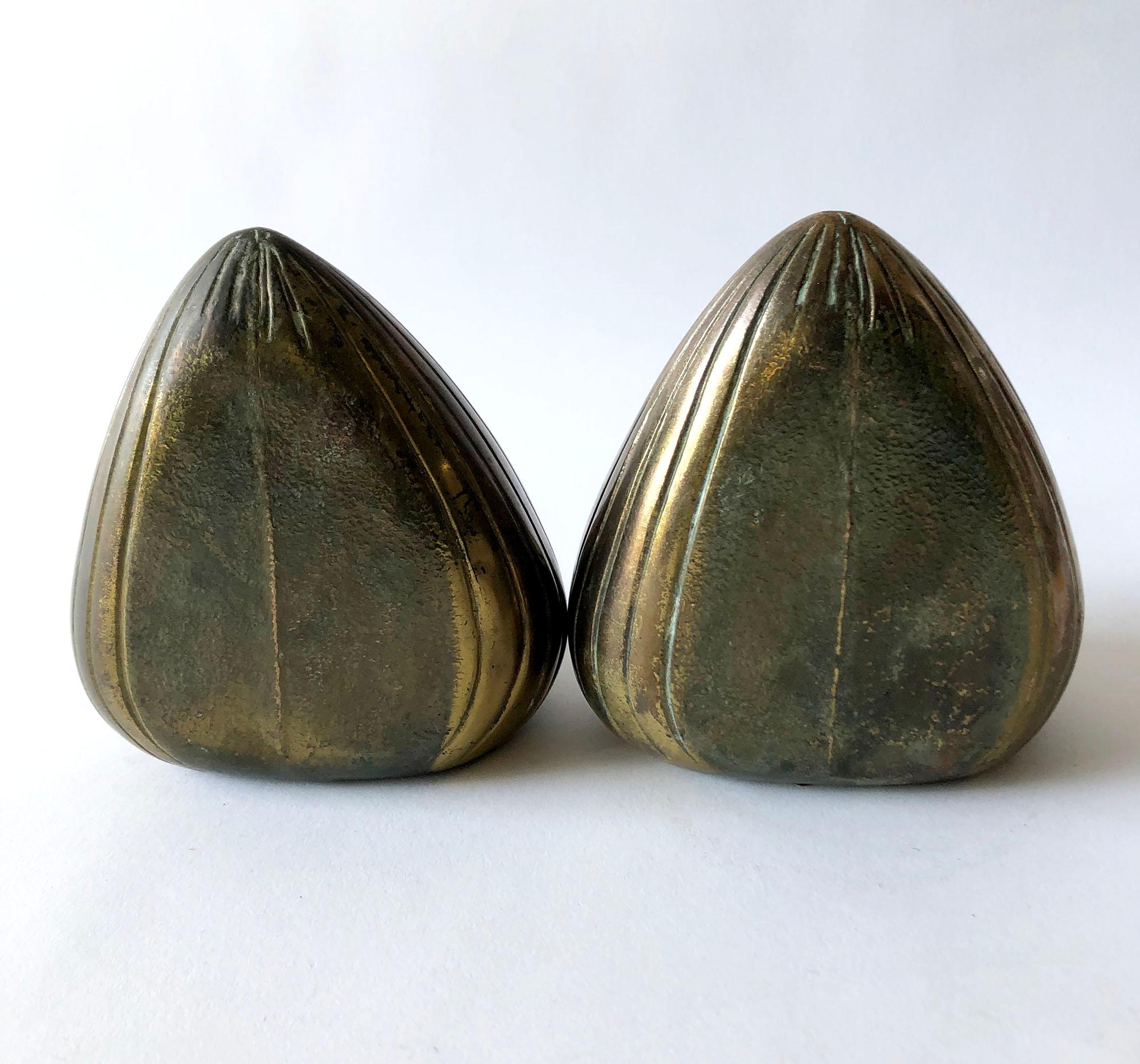 American Ben Seibel Raymor Brass Clam Shell Modernist Bookends