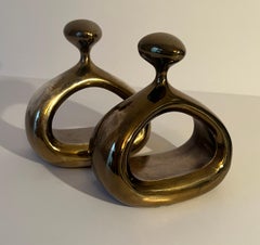 Ben Seibel Signed Stirrup Bookends of Brass for Raymor for Jenfred-Ware